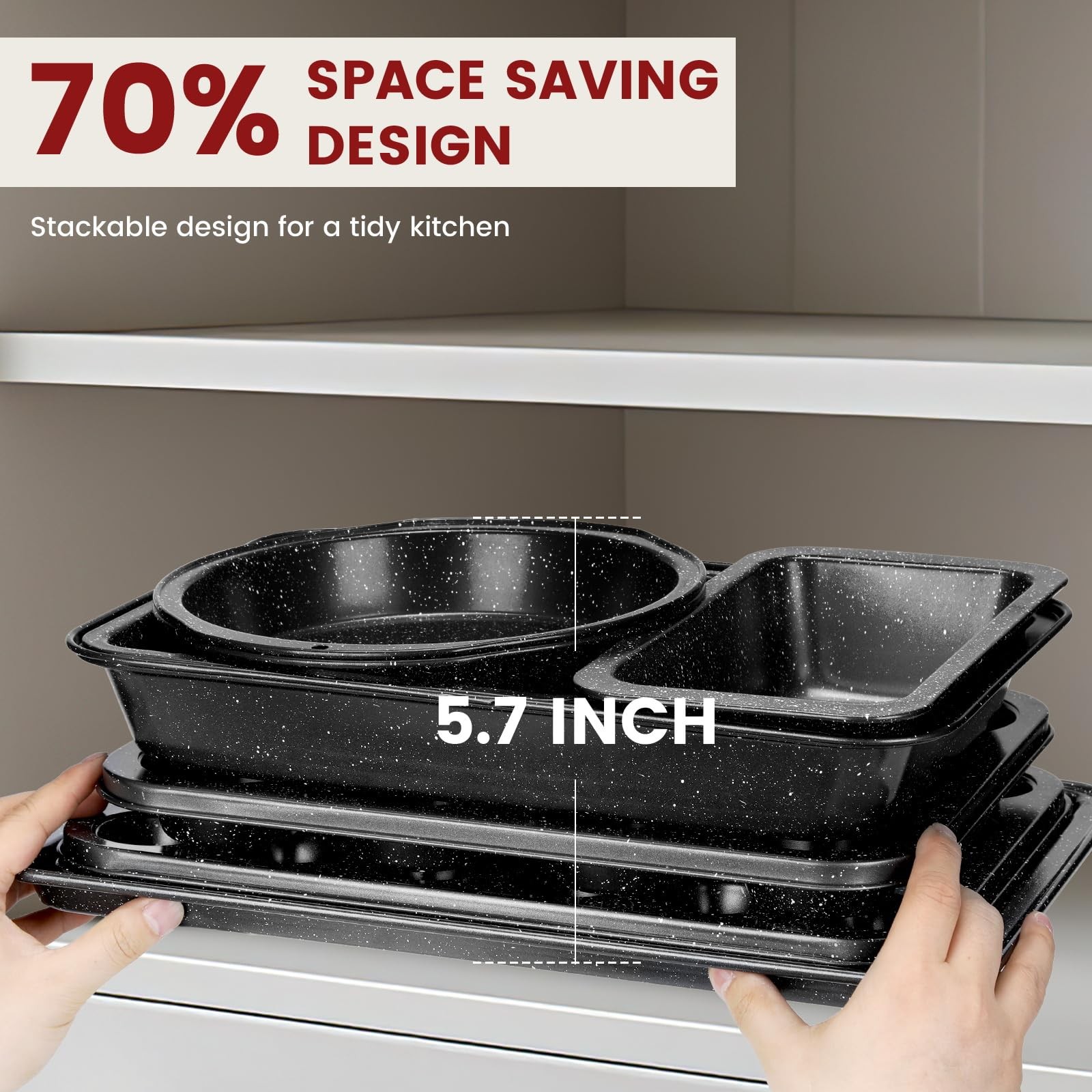 Terlulu 10-Piece Baking Pans Set, Bakeware Sets Nonstick, 10 Piece Black