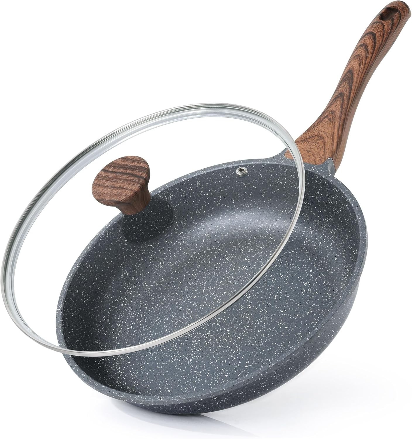 Healthy 11″ Nonstick Frying Pan with Lid – Swiss ILAG Coating, Easy to Clean