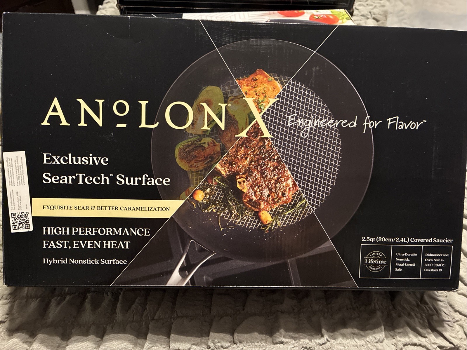 ANOLON X – 2.5qt Covered Saucier Sauce Pan – Black Ultra-Durable Nonstick w/ Lid