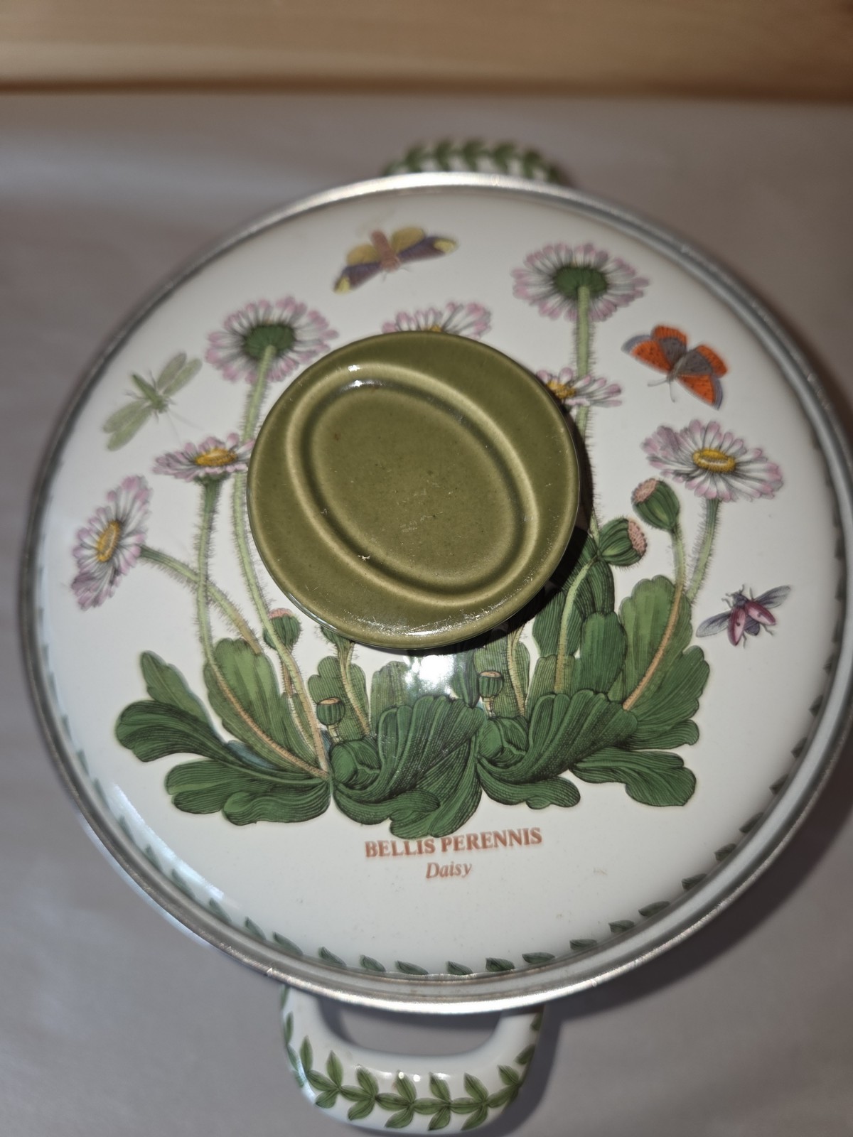 Portmeirion Botanic Garden Daisy 2 Quart Enamelware Casserole w/Lid Very Good!