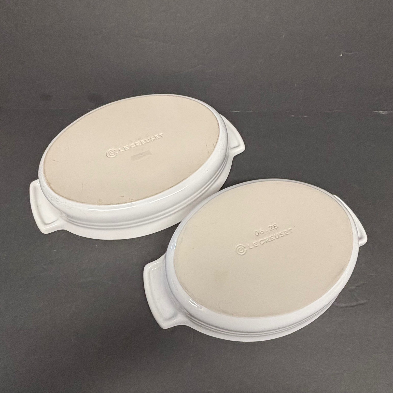 Le Creuset White Stoneware Oval Gratin Baking Dish Set of 2 0.6L 1L 06-28