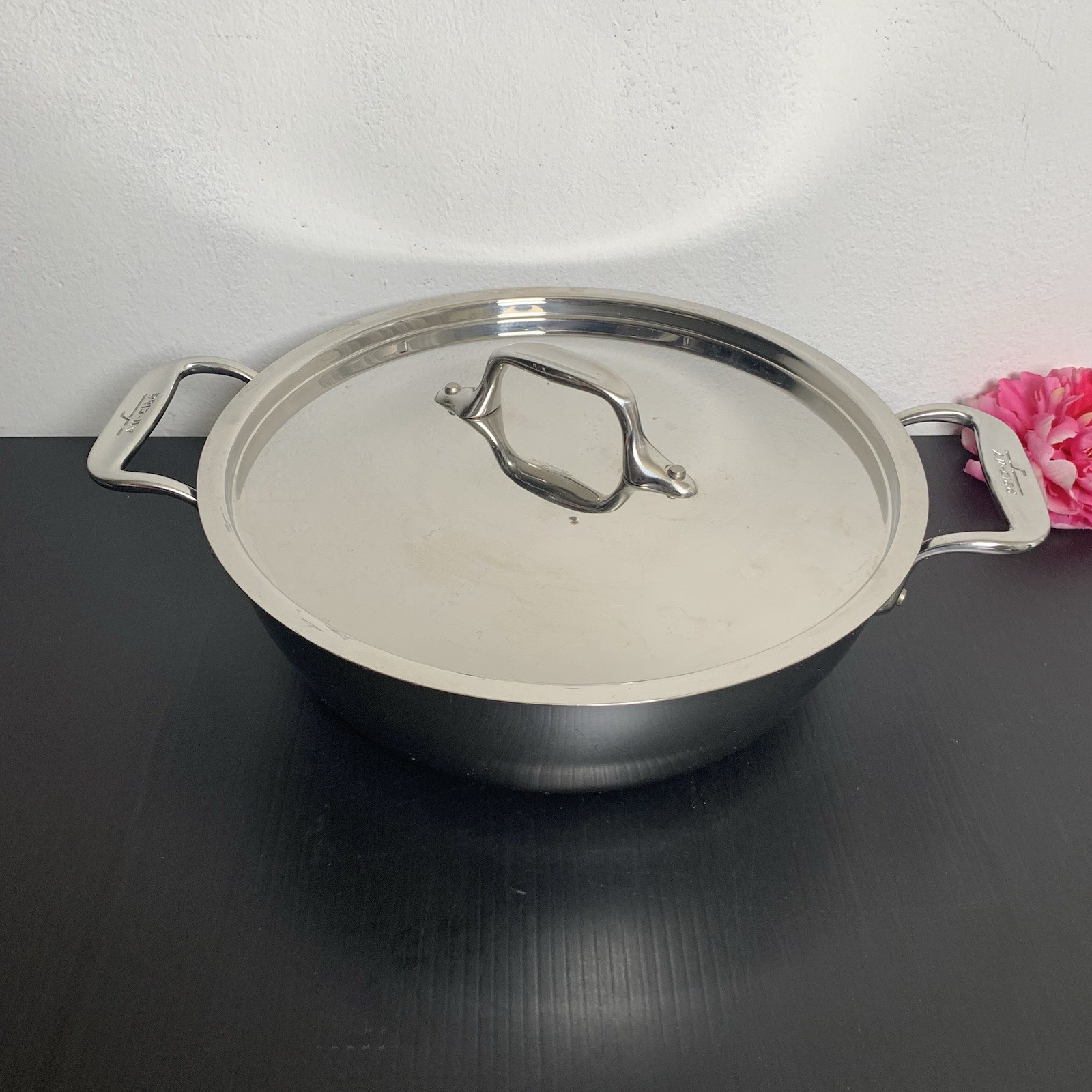 All-Clad – D3 Stainless Steel Fry Pan with Lid – Double Handle