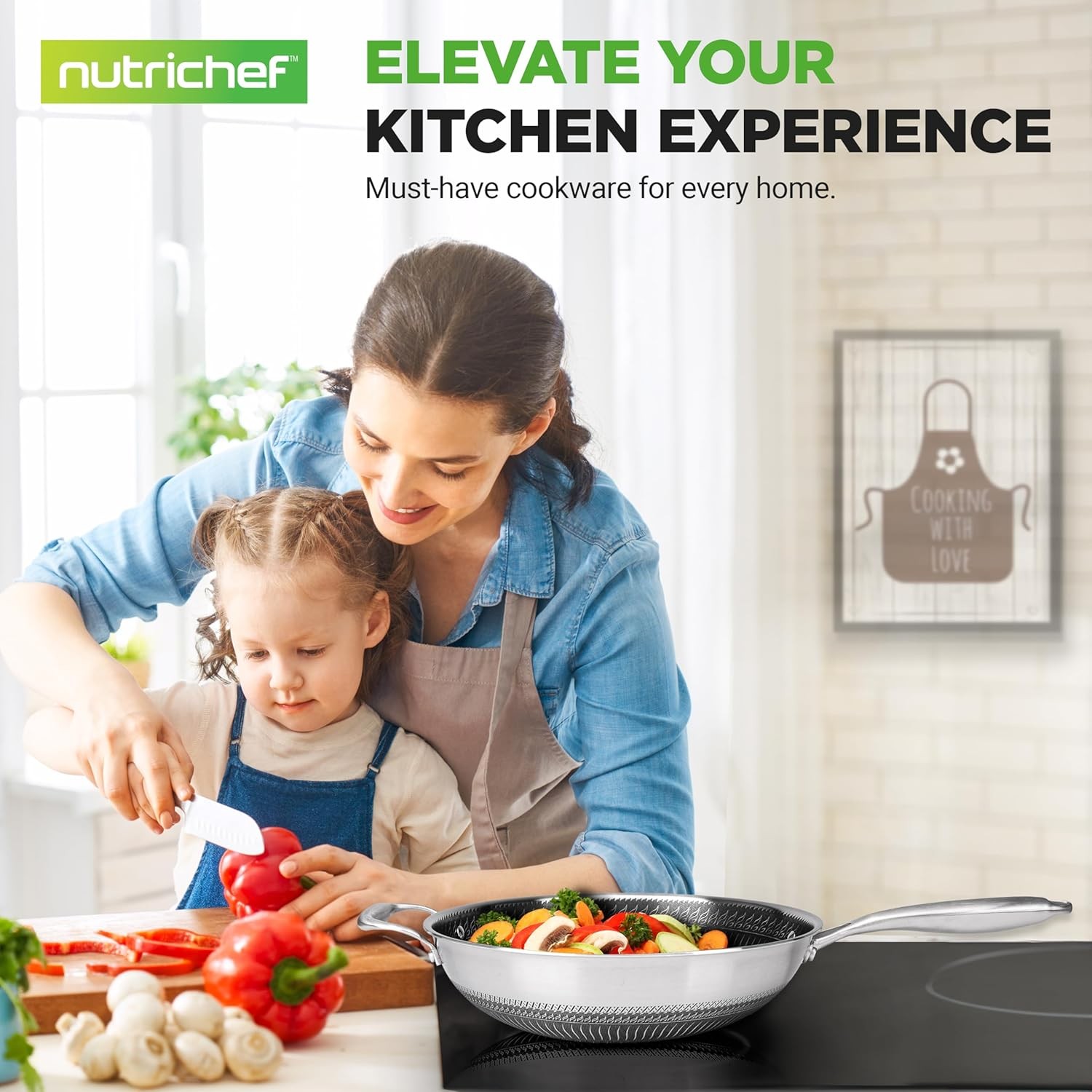 Nutrichef 7 Piece Stainless Steel Cookware Set Non Stick Ergonomic Handles