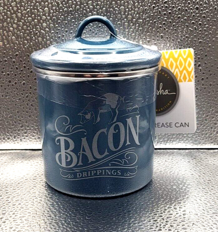 Ayesha Curry Enamel on Steel Bacon Grease Can / Bacon Grease Blue