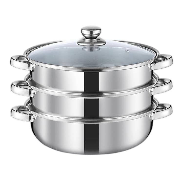Steamer Pot for Cooking 11 inch, Steamer Pots 3-tier Multipurpose Stainless S…