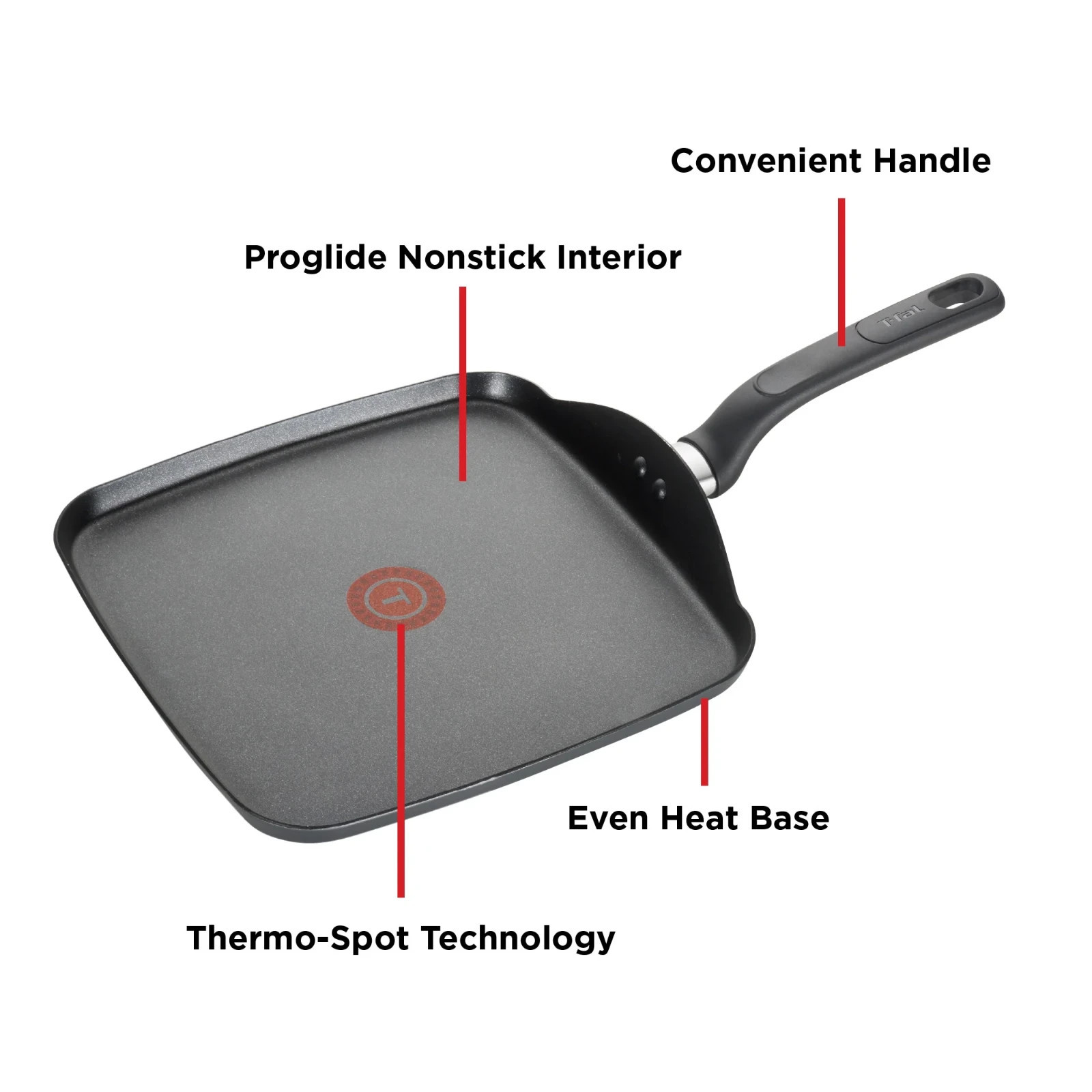 Easy Care Nonstick Cookware, Griddle, 11 Inch, Grey