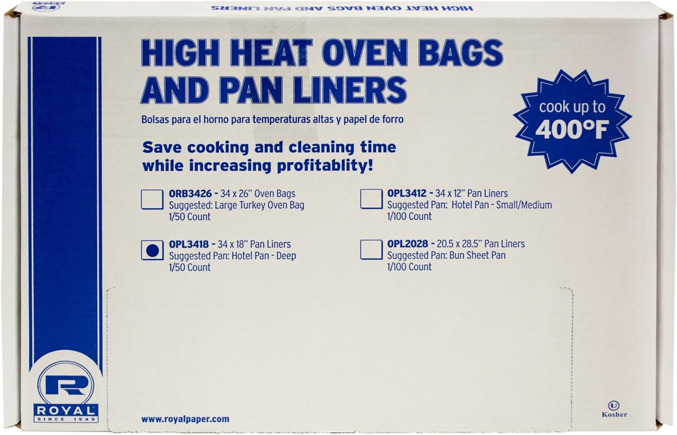 High Heat Oven Pan Liners, Deep Full Size, 34″x18″, Case of 50