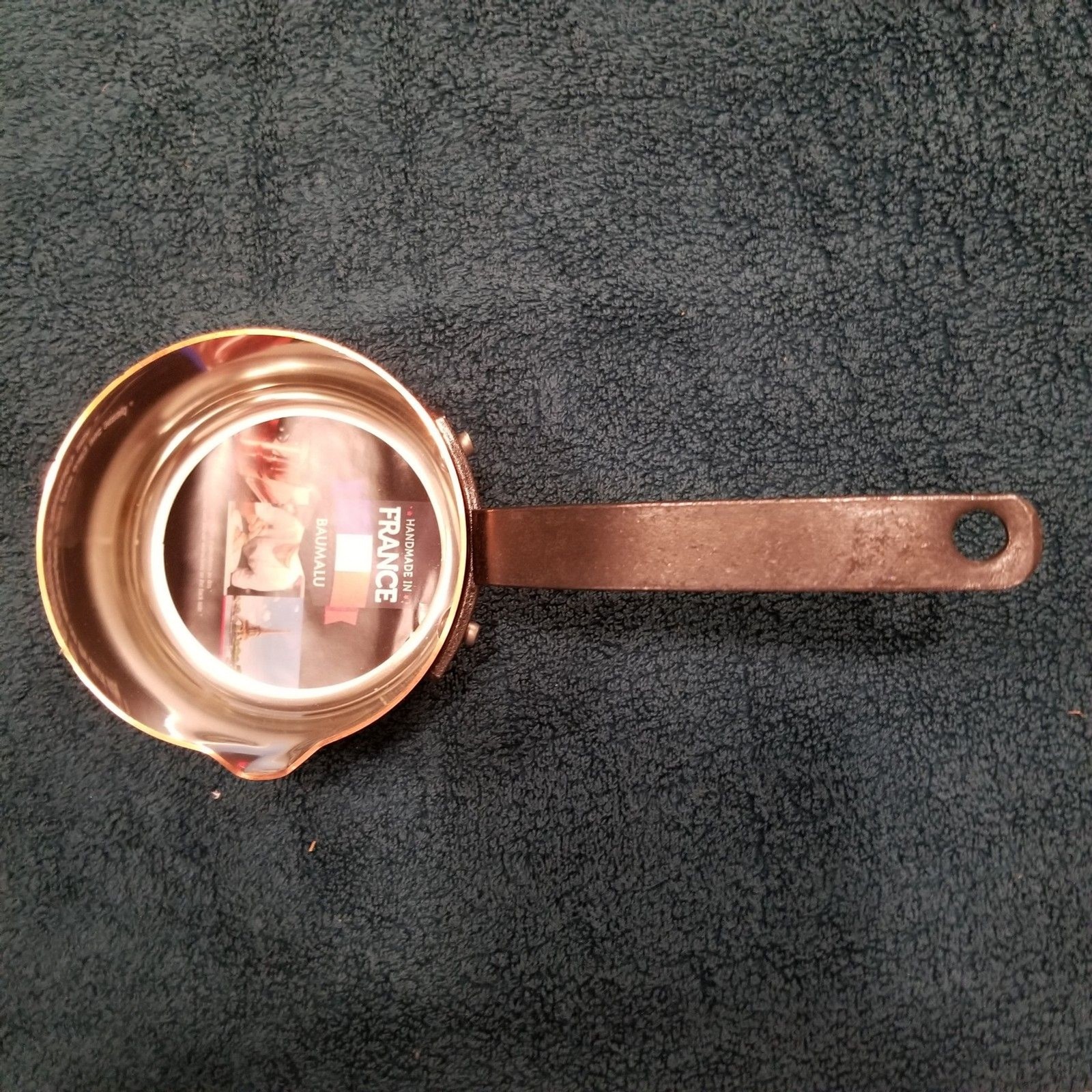 Baumalu copper pan 4 1/4″ with cast iron handle new made in France tin lined