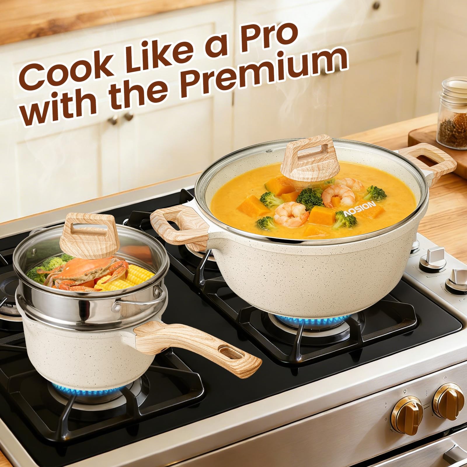 27PCS Pots and Pans Set, Nonstick Ceramic Cookware Set, Healthy Kitchen Cooki…