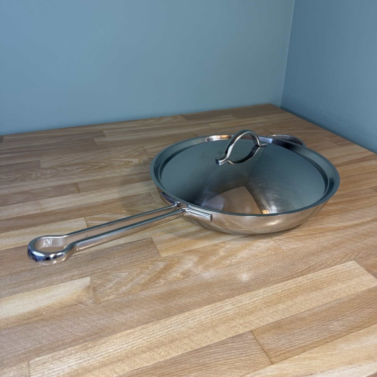 REVERE Pro Line 1801 Stainless 10″ Saute Fry Pan Skillet Copper Core 6760 w/ Lid