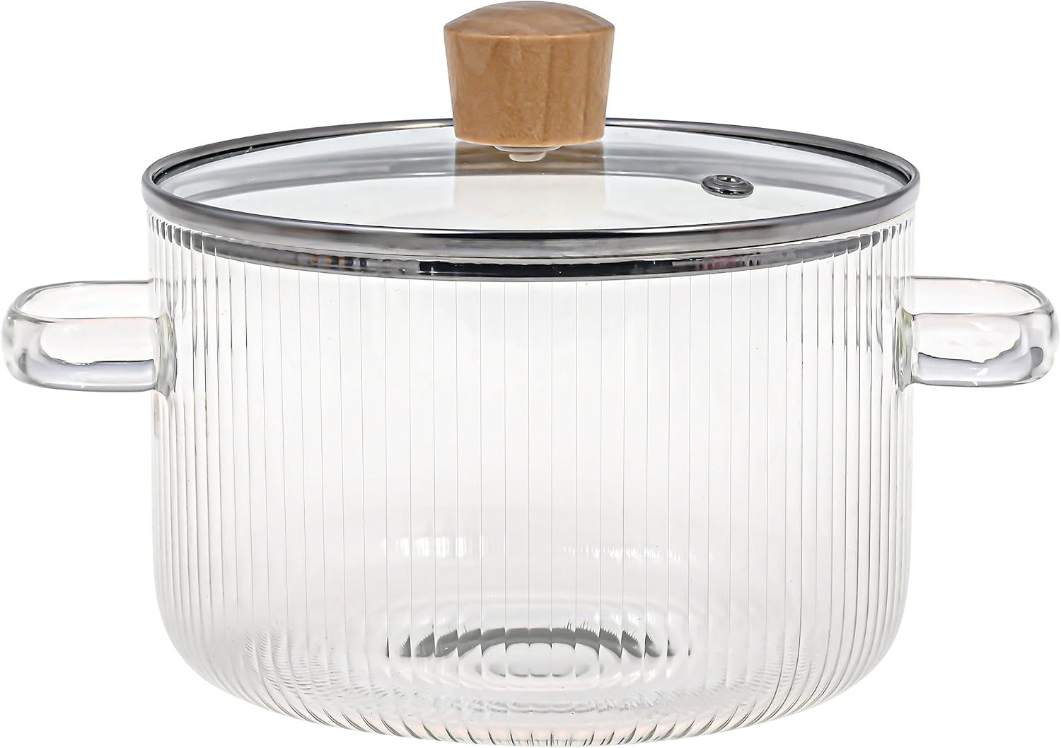 Glass Cooking Pot with Lid – 1.6L Heat-Resistant Borosilicate Cookware