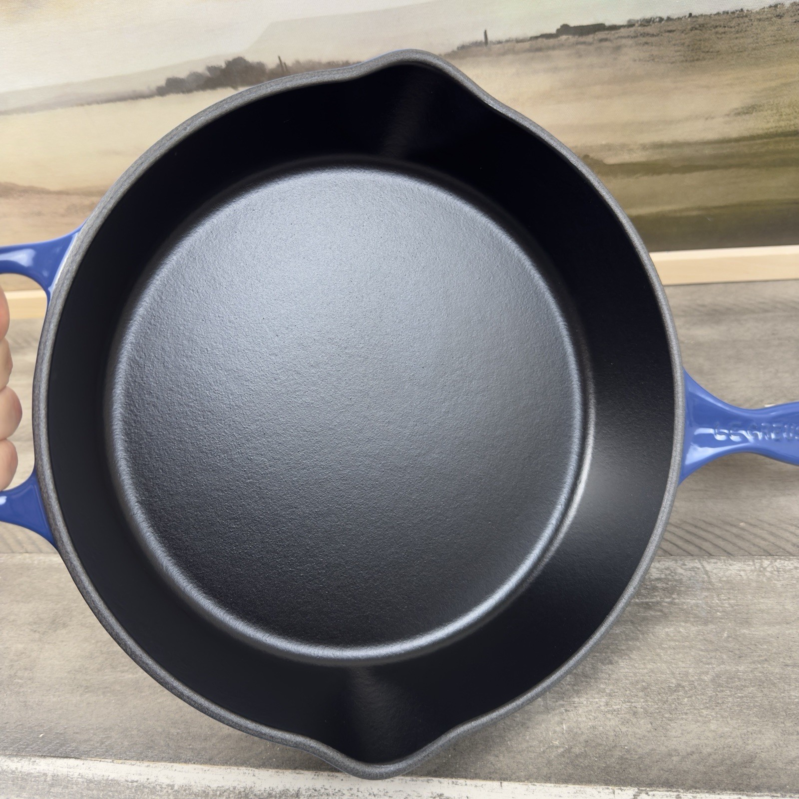 Le Creuset Signature Enameled Cast Iron Deep Skillet 10 1/4” Lapis Scuffed Read