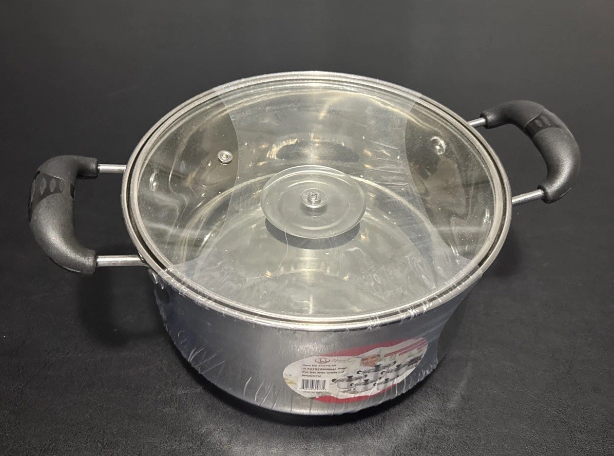 Uniware 3.8 Quart Stainless Steel Pot With Glass Lid