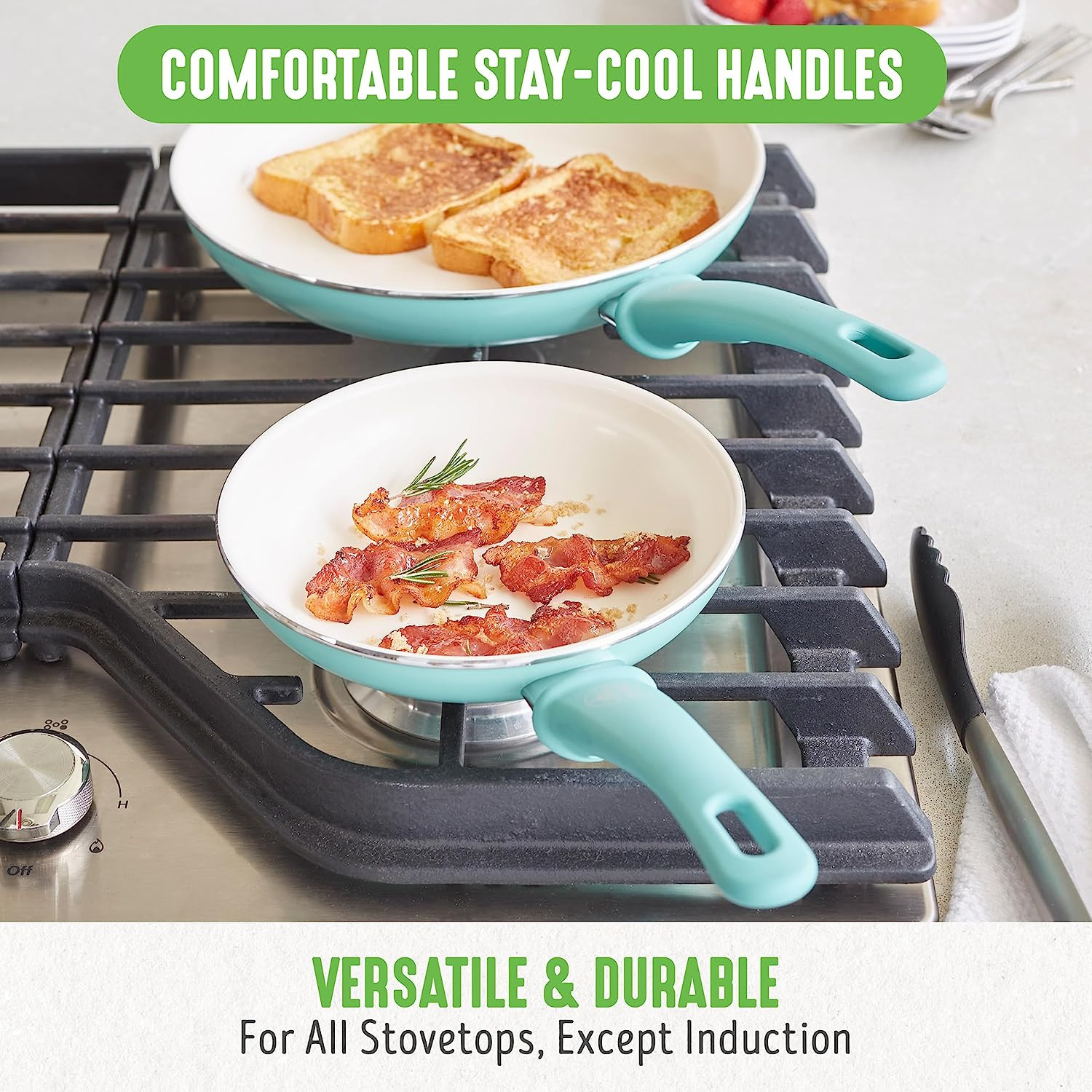 Soft Grip 16 Piece Cookware Set, Non-Toxic Pfas-Free Ceramic Nonstick, Pots, Fry