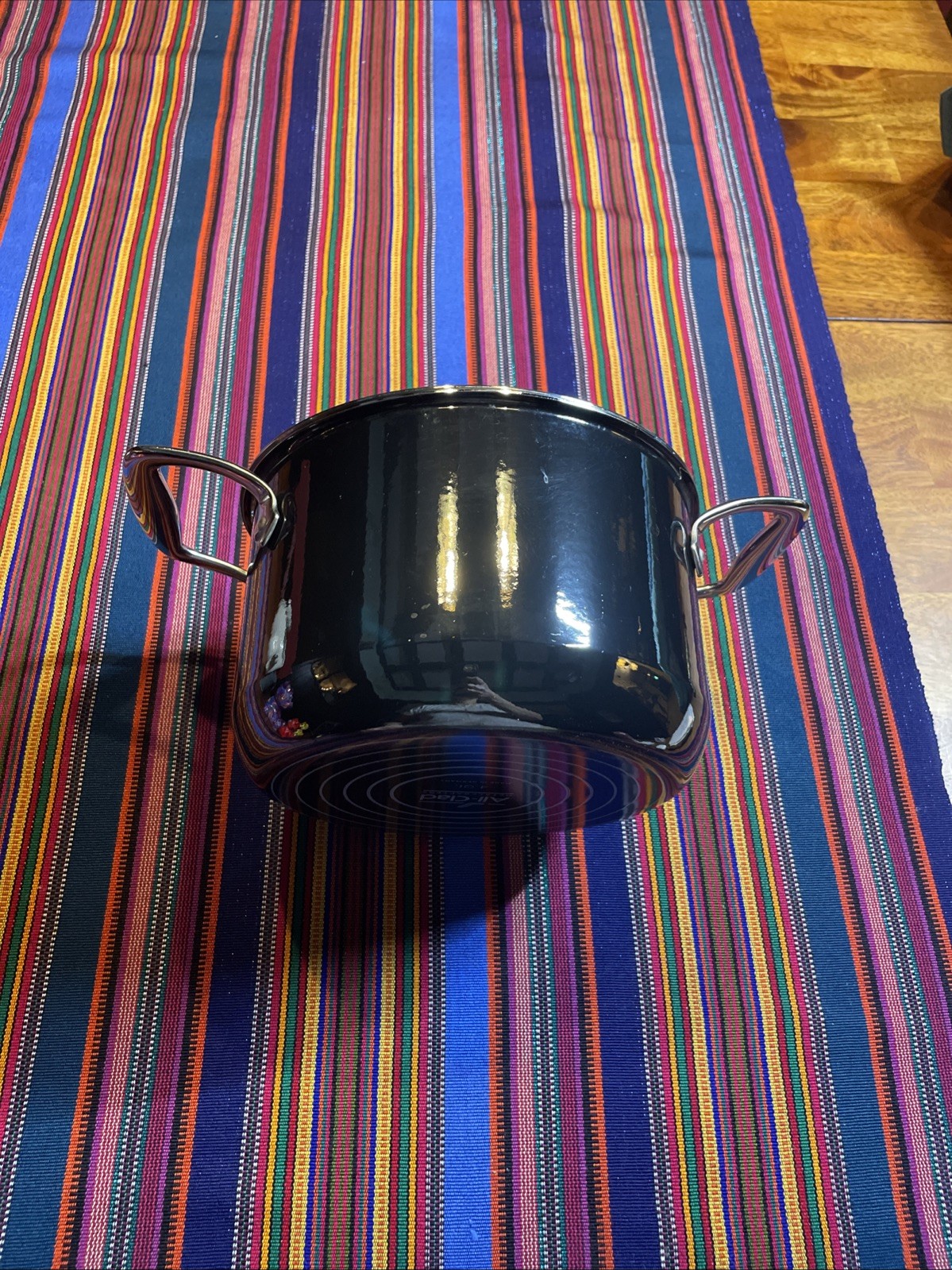 All-Clad 4 Quart Soup Pot Fusiontec Ceramic w Steel Core Onyx Black Germany GUC