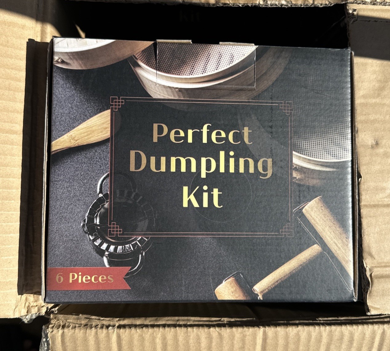 NIB DUMPLING KIT for Chinese Asian Cuisine 2 Tier 10” Bamboo Basket & 5 Tools