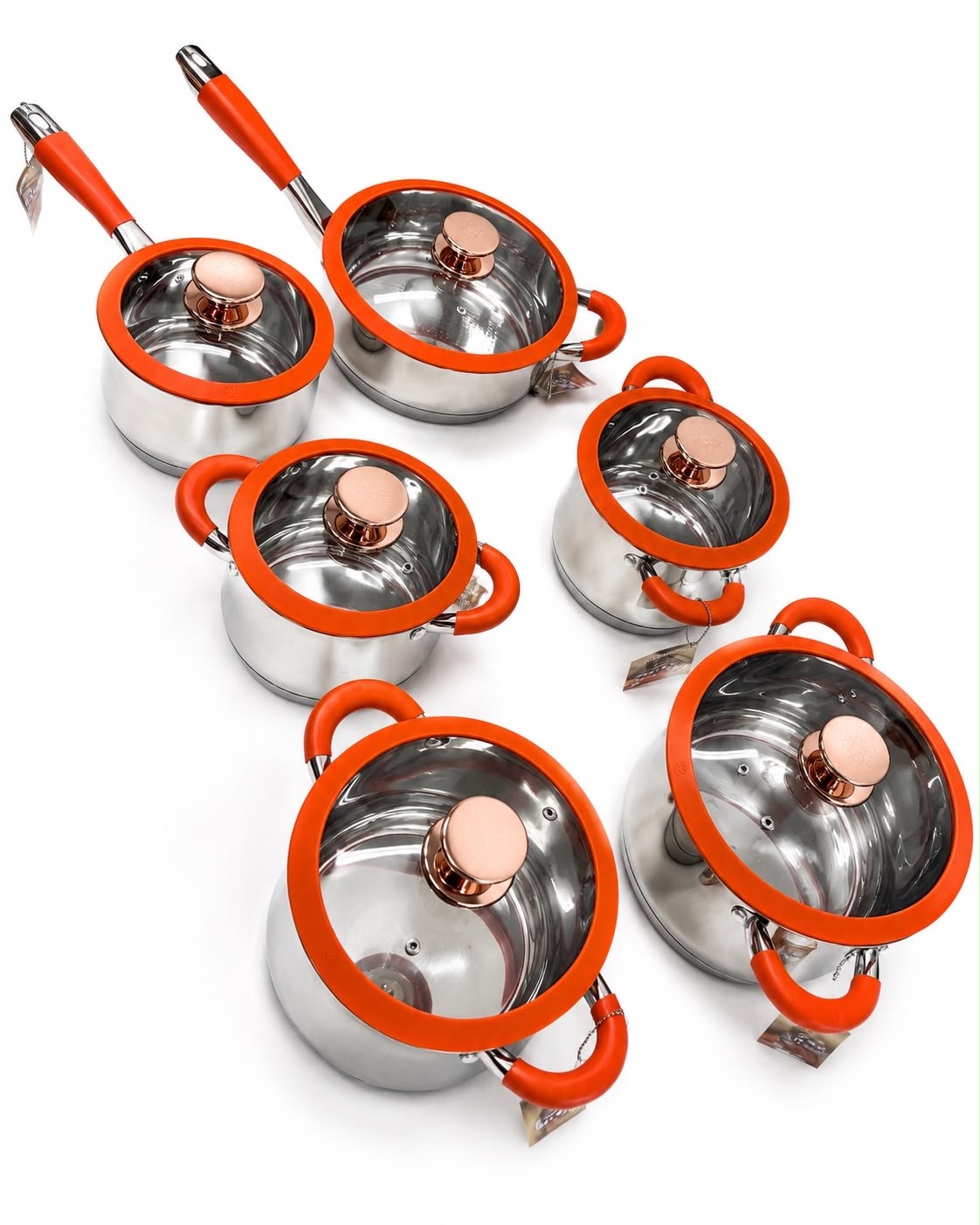 12-Piece Stainless Steel Cookware Set Induction Ready GALES PREMIUM-ORANGE