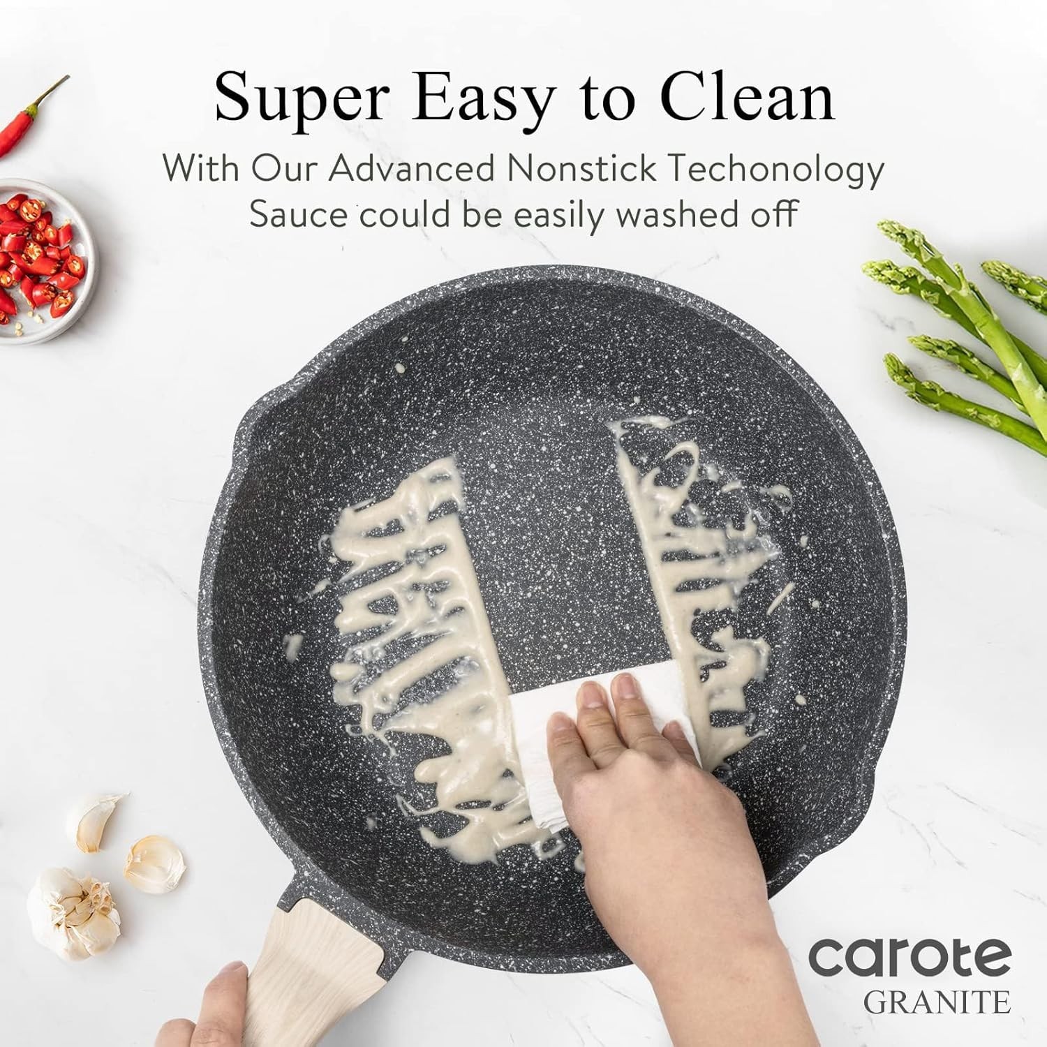 Classic Granite 12″ Deep Frying Pan with Ergonomic Lid & Double Pouring Spout