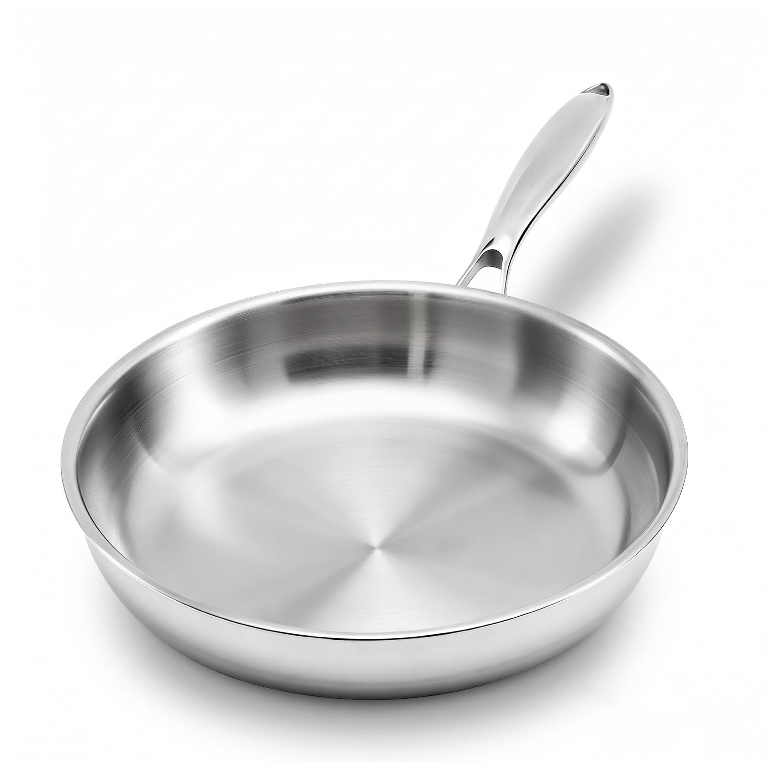 10.2 Inch Stainless Steel Frying Pan, Professional Tri-Ply Uncoated Skillet w…