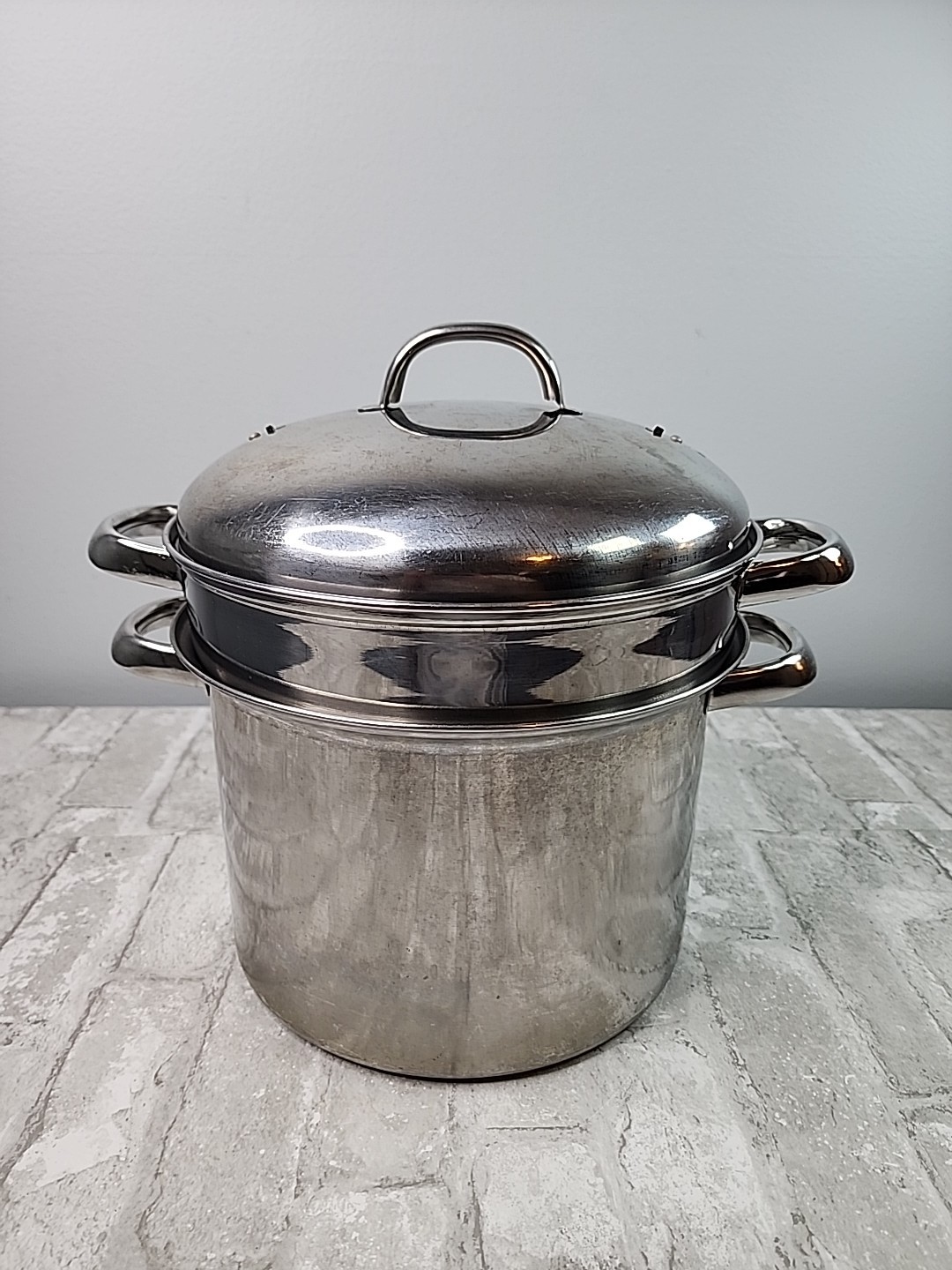 Vintage RSVP International Stainless Steel Stockpot Strainer Insert & Vented Lid