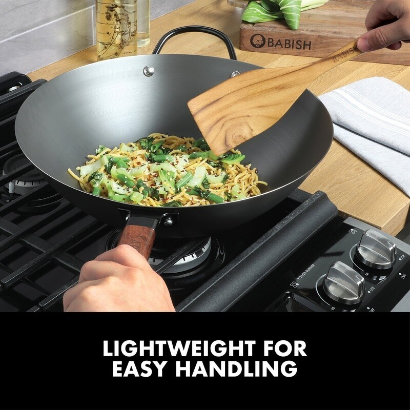 13 Inch Carbon Steel Wok Induction Safe Nonstick Rust Resistant Heavy Gauge New