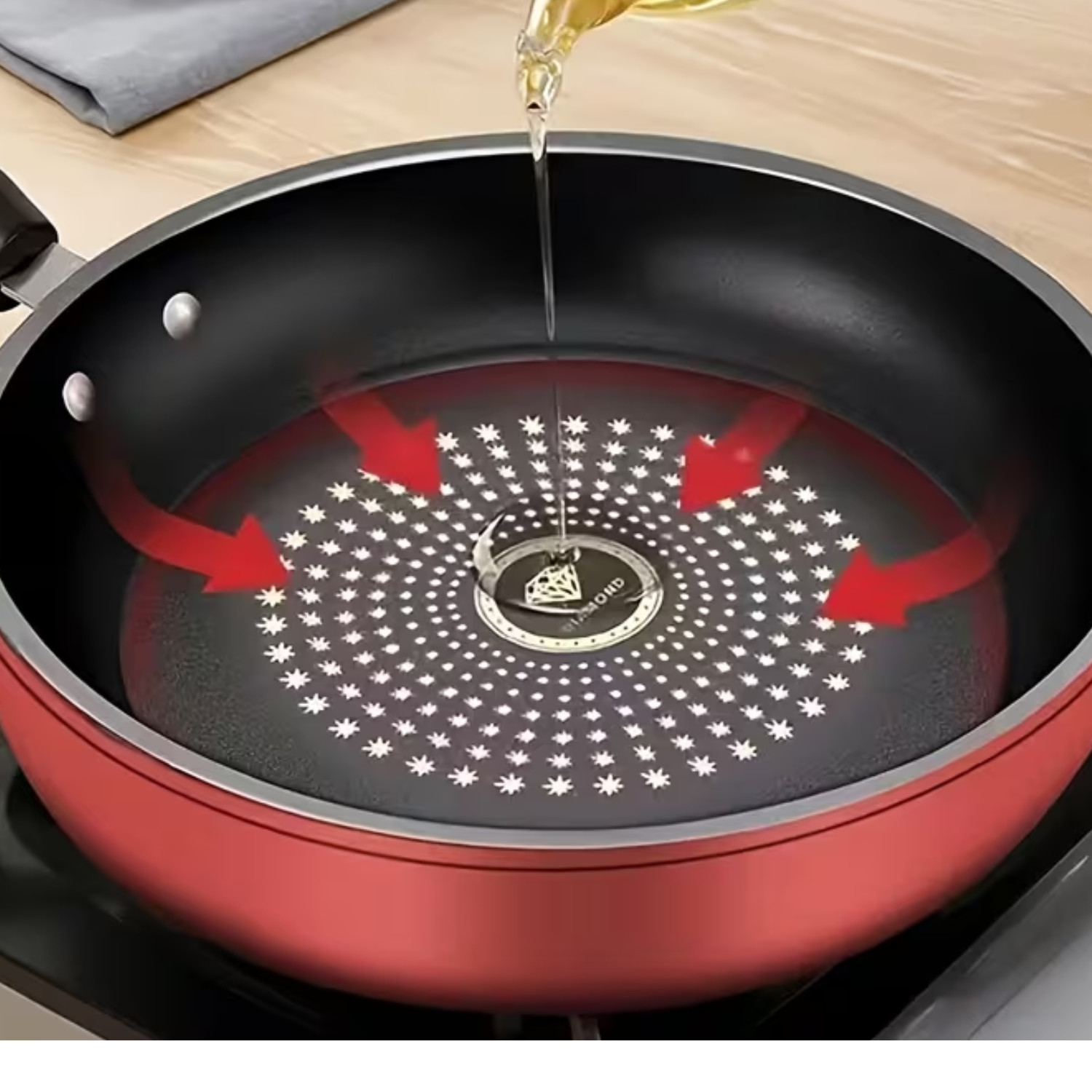 9.4″ Honeycomb Nonstick Frying Pan Food-Grade Stainless Steel Skillet w/ Spatula