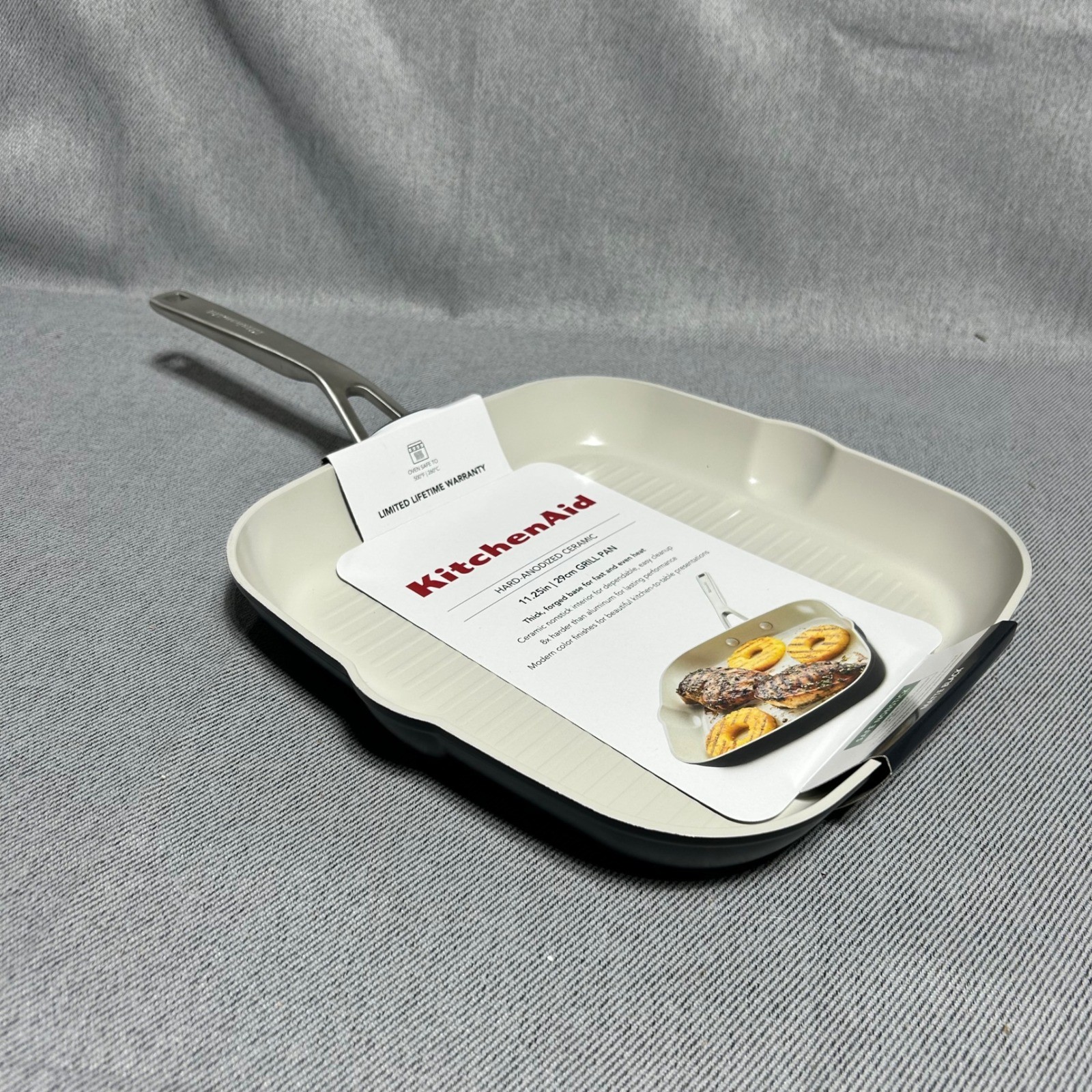 KitchenAid Grill Pan 11.25in Matte Black Hard-Anodized Ceramic Nonstick Square