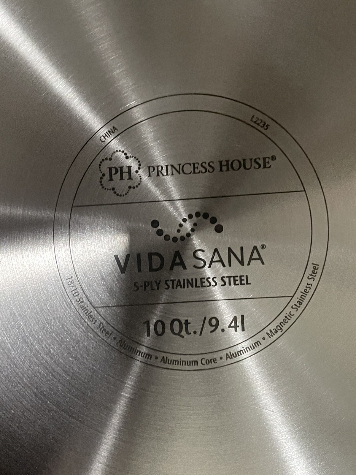 Princess House Vida Sana 5ply 10Qt Casserole Stainless Steel 5867