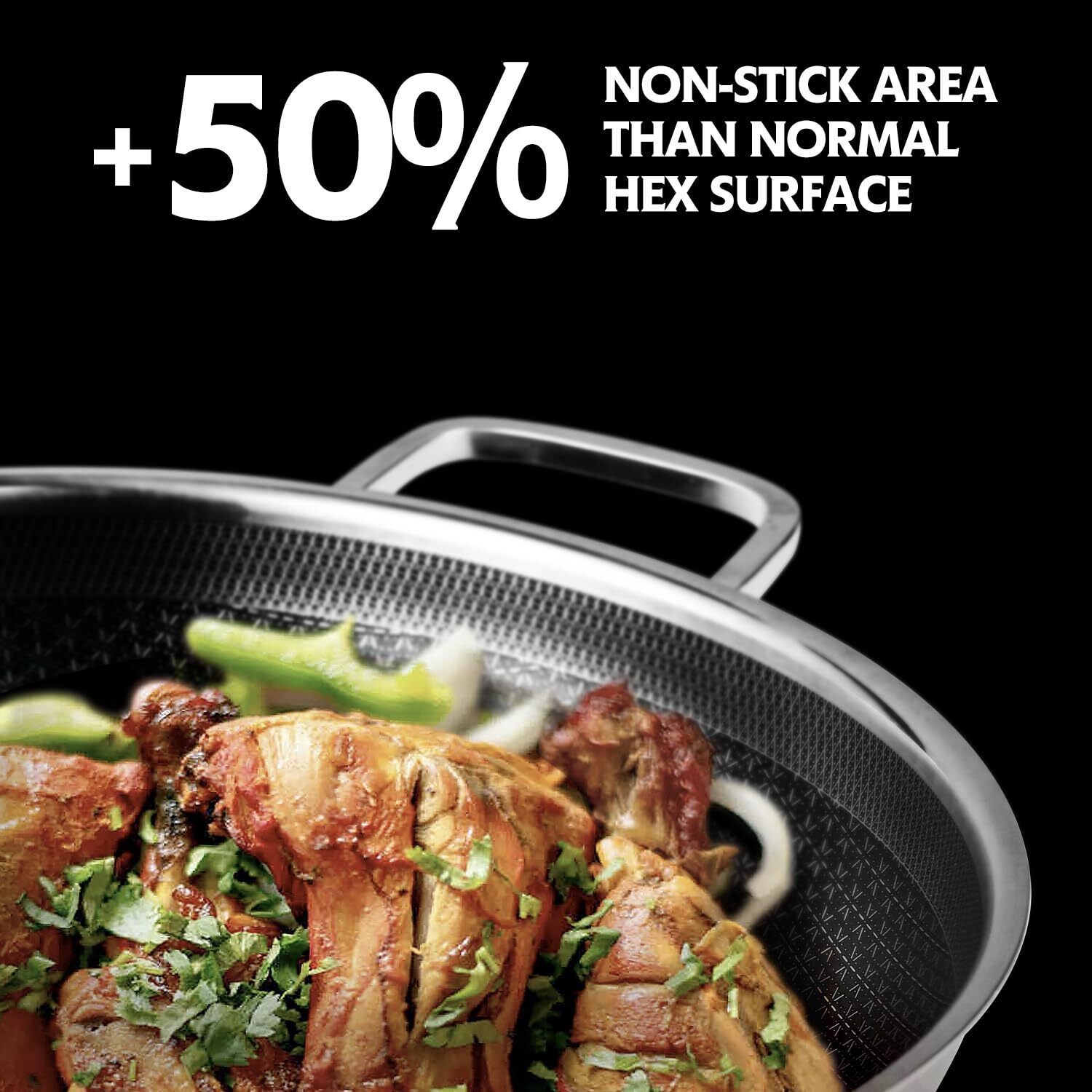 Wok pan,Hybrid 12 inch Wok with Lid, PFOA Free Cookware,non stick Stainless S…