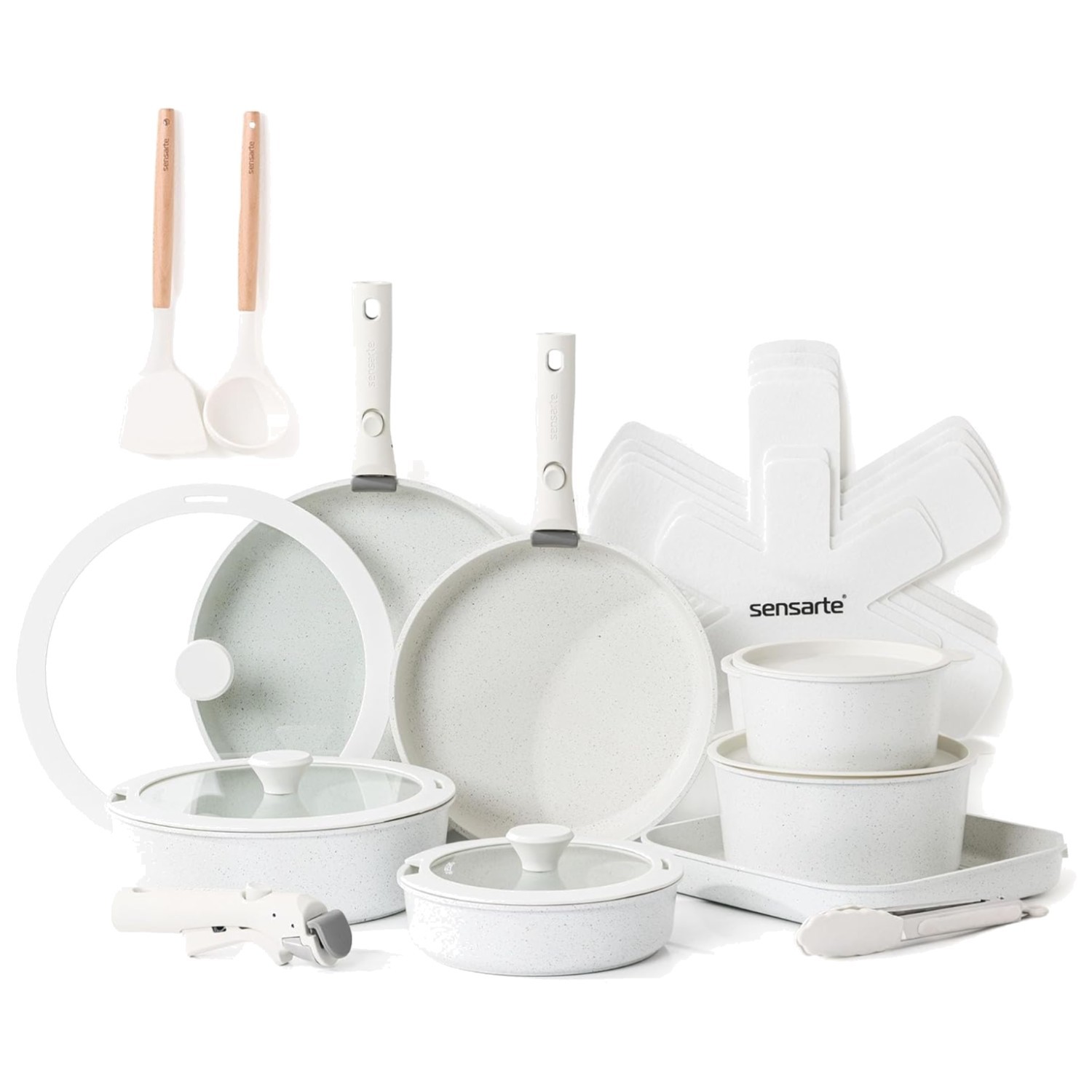 Sleek White Cookware with Removable Handle