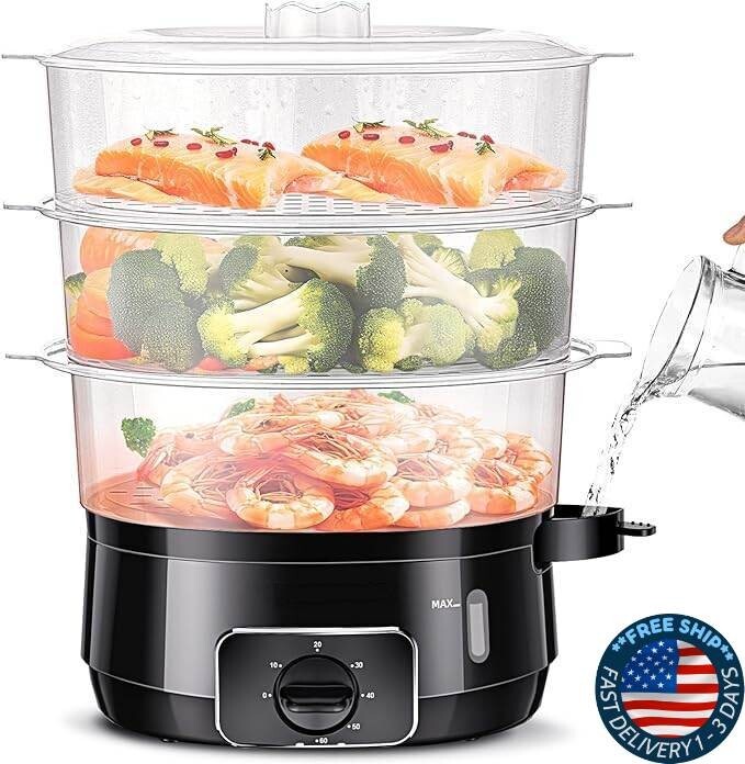 Vaporera eléctrica de alimentos 13.7QT para cocinar, vaporera de verduras. neuvo