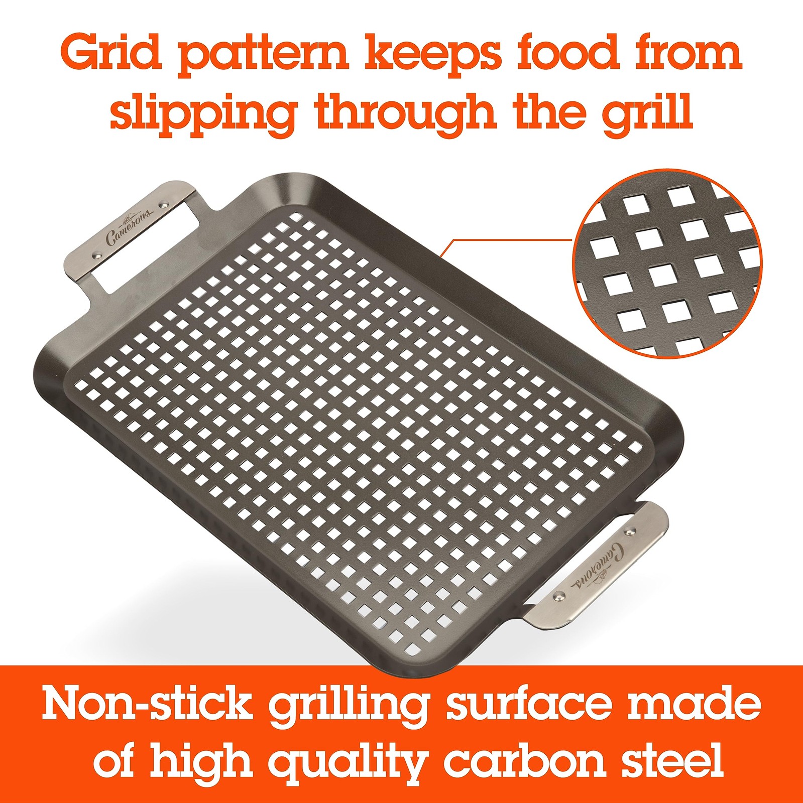 BBQ Grill Topper Grilling Pans (Set of 2)- Non-Stick Barbecue Trays w Stainle…