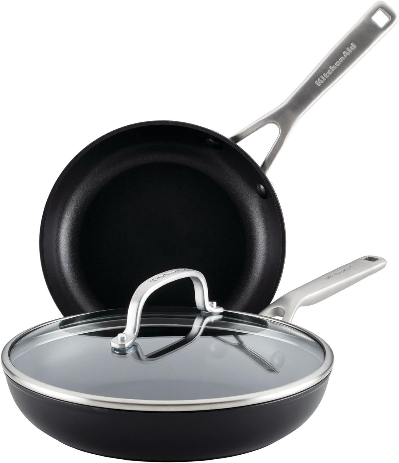 Induction Nonstick Frying Pan Set, 3-Piece, Durable & Easy-Clean, Matte Black