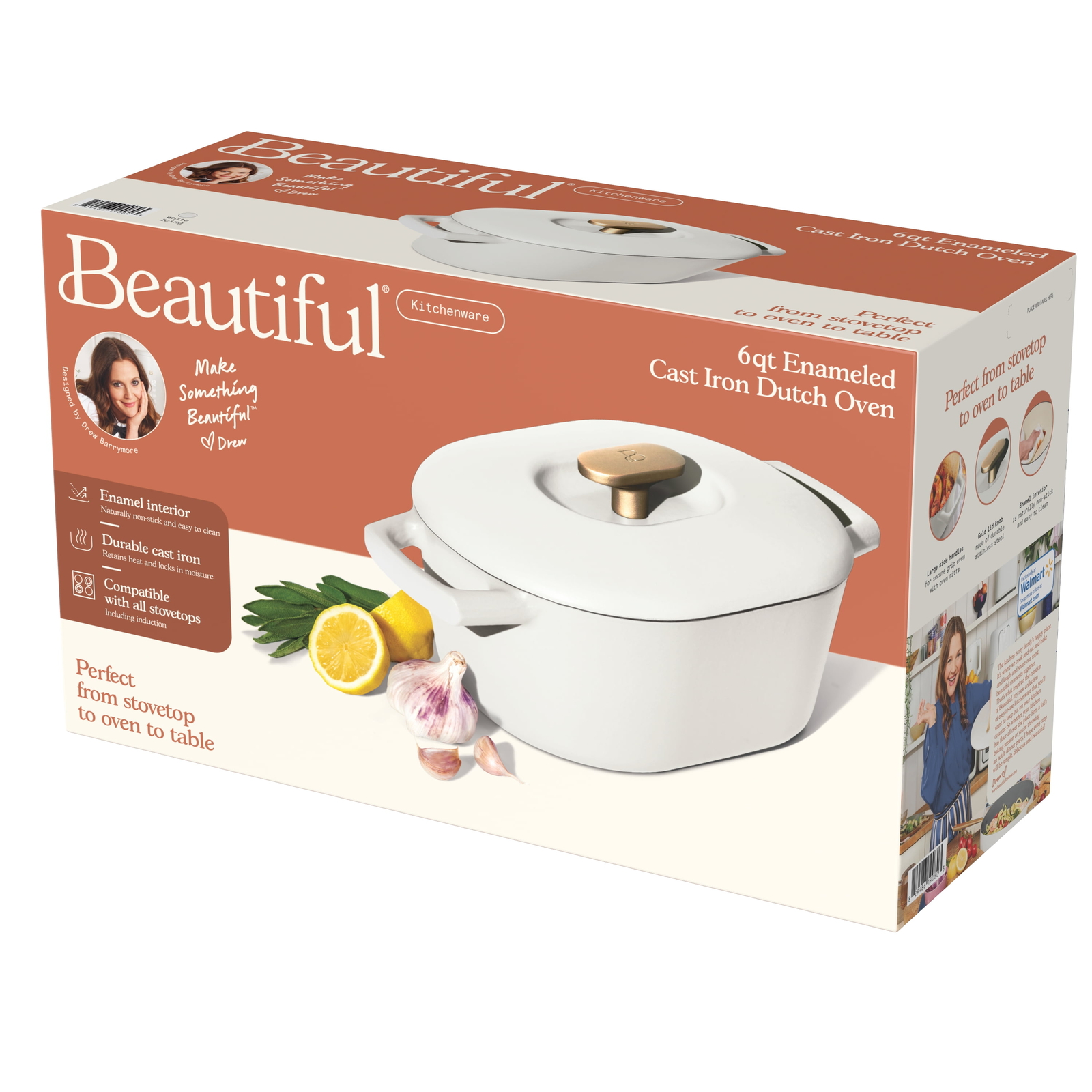 6 Quart Enamel Dutch Oven, White Icing by Drew Barrymore