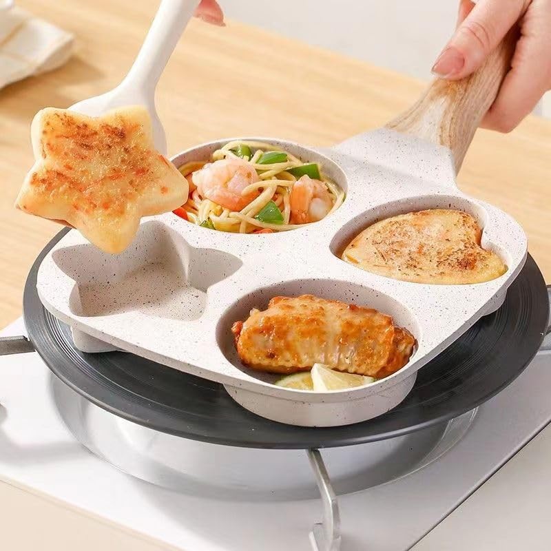 1 PC 4Cup 7.3 Inch Nonstick Egg Frying Pan Gas Induction Skillet White