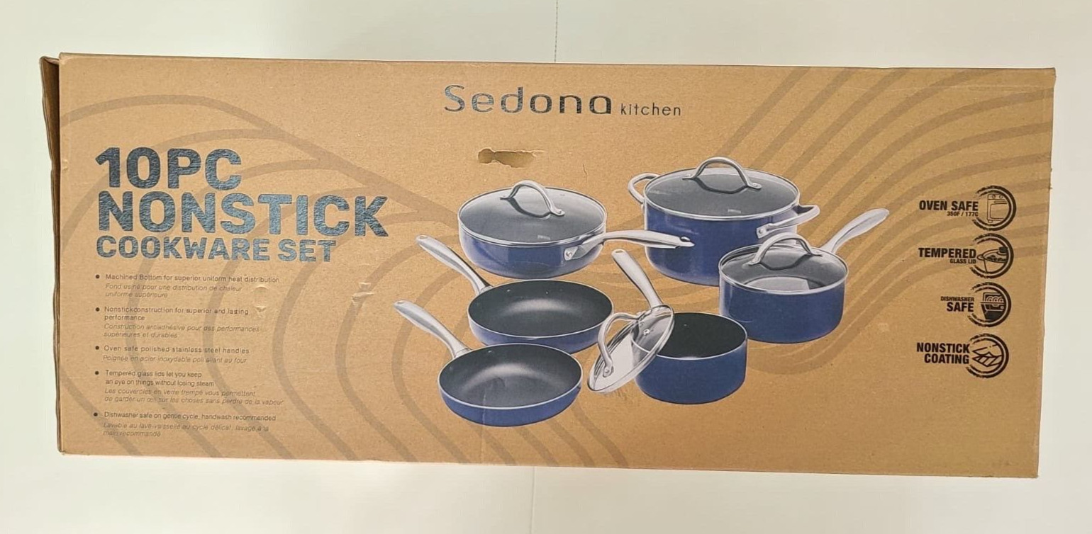 Sedona Kitchen 10 Piece Nonstick Cookware Set Navy