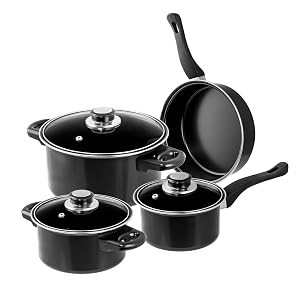 7 Pc Carbon Steel Nonstick Cookware Set, Pots & Pans Set, Dishwasher Safe