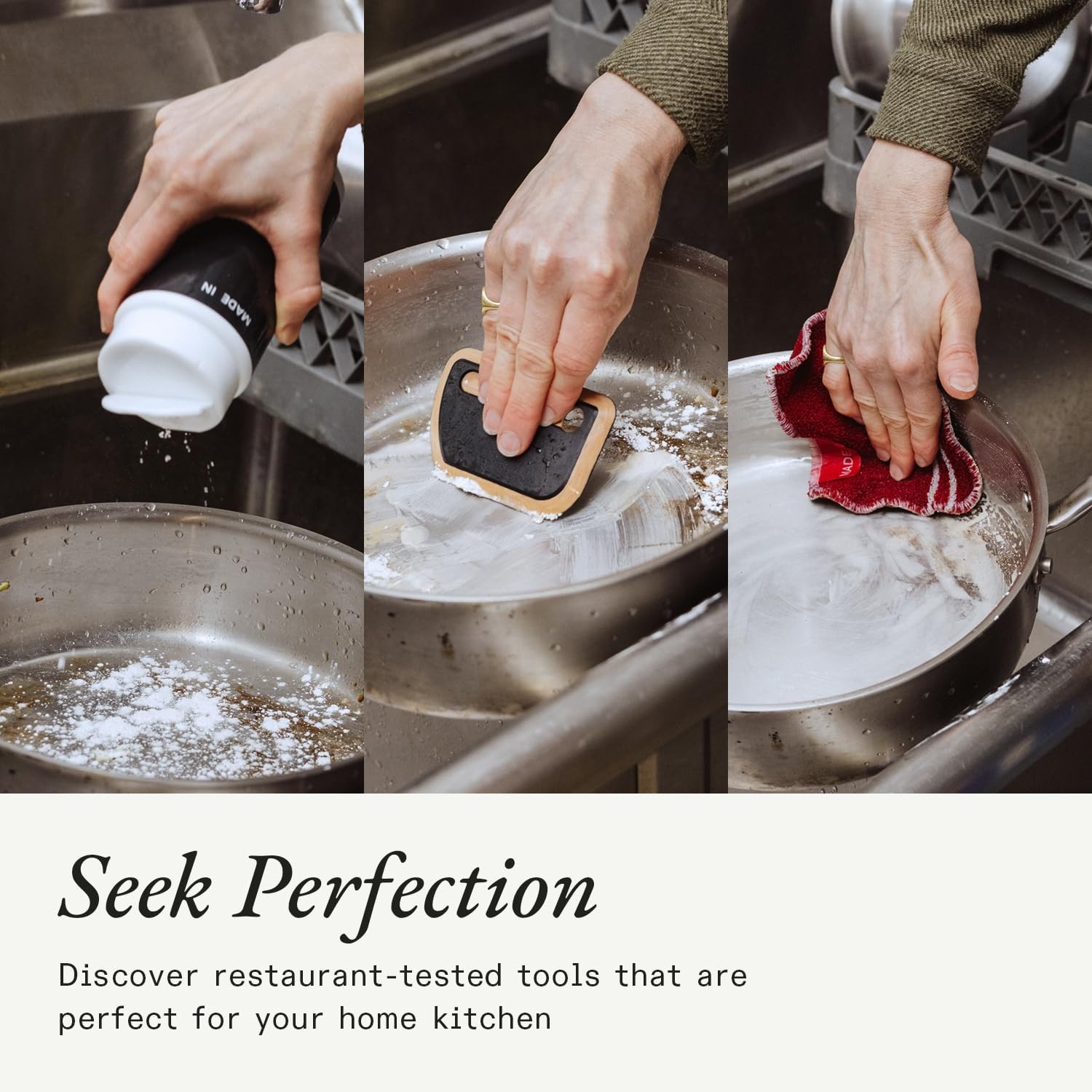 Cookware – 3 Piece Stainless Steel Cleaning Set | Includes Pan Scraper Scrub