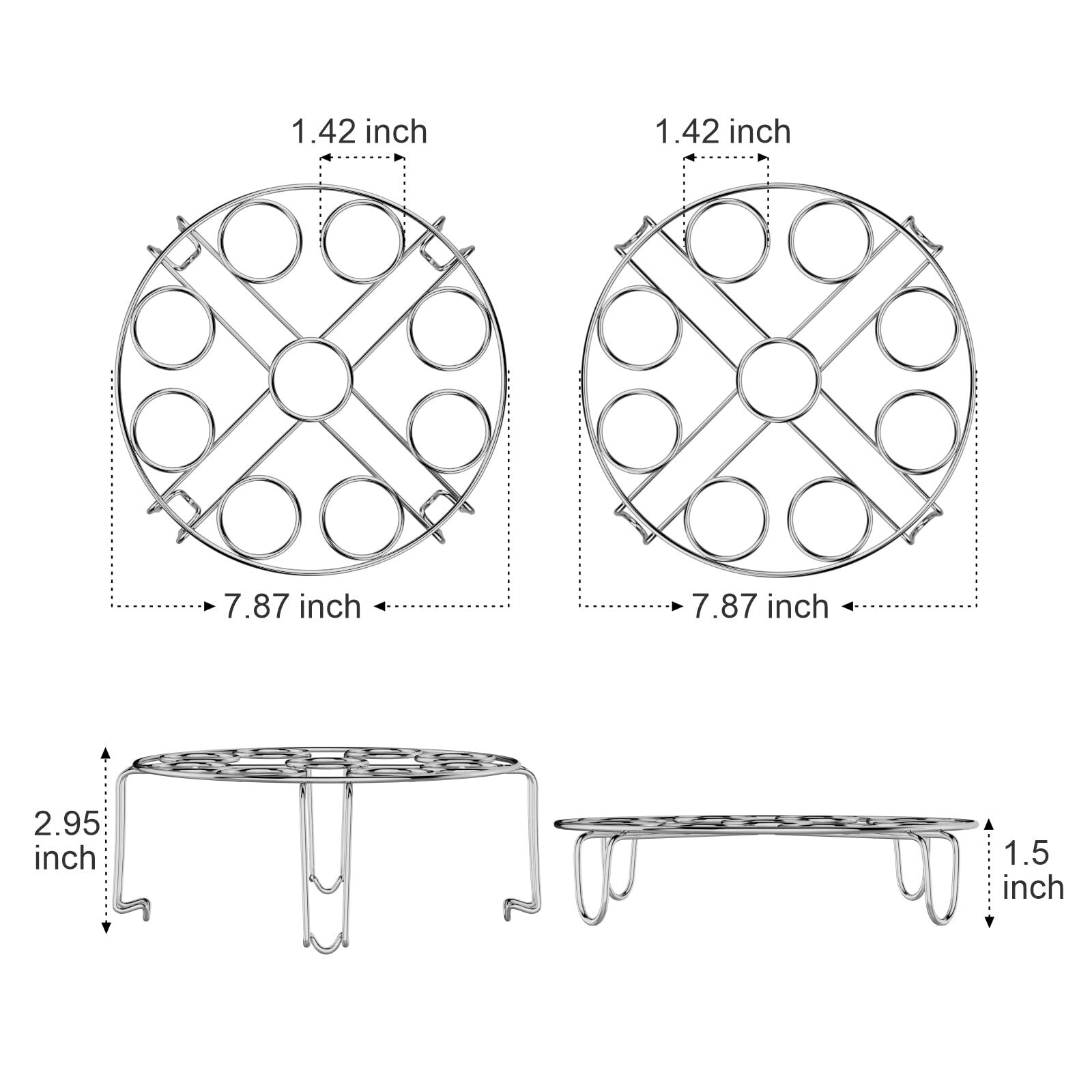 Egg Steamer Rack – Trivet for 6, 8 Quart Pressure Cooker, Cooks 18 Eggs, 2 Packs
