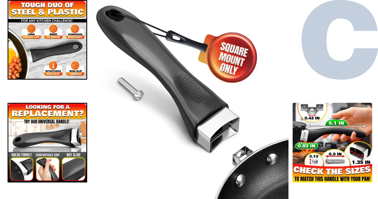 Durable Heat-Resistant Pot Handle Replacement with Screw Mount – Easy Clean