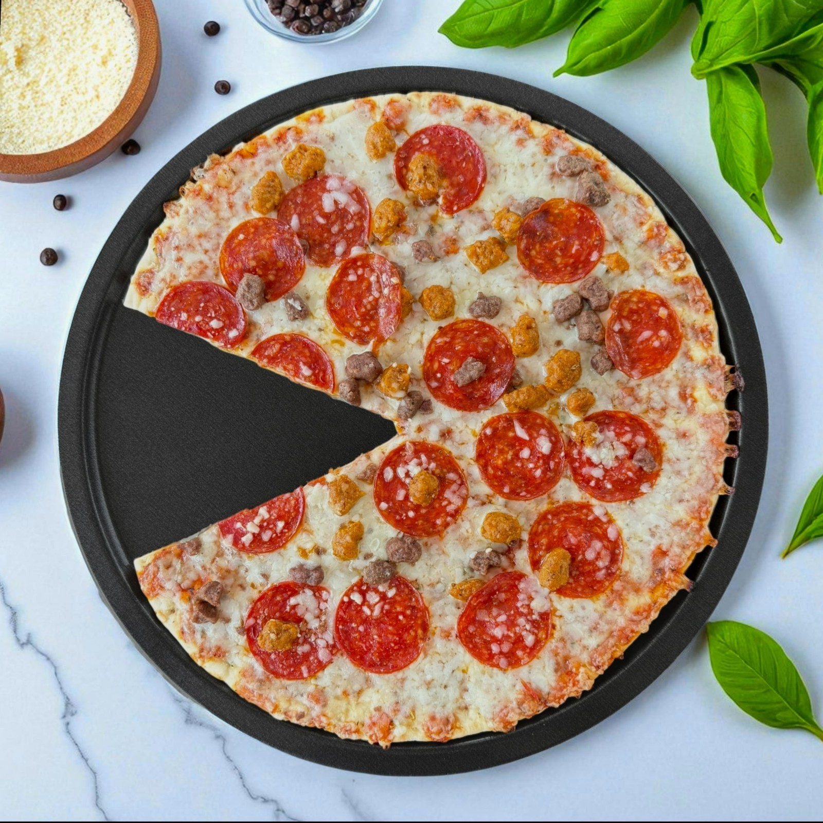Non Stick Pizza Pan 12 Inches, Dishwasher Safe, Dark Gray