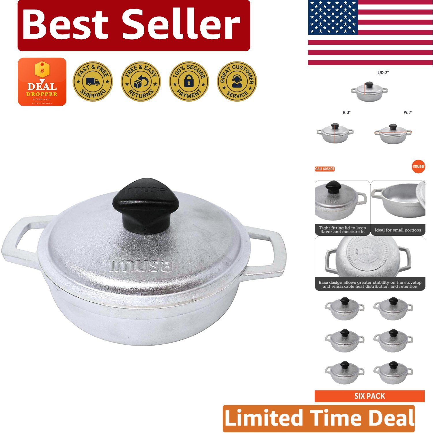 Elegant 0.5Qt Mini Cast Aluminum Caldero Set with Lid – Versatile Cooking