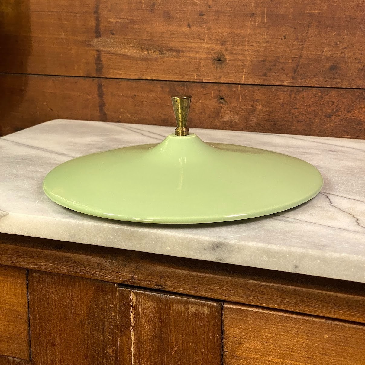 Vintage Salem Mint Green Ceramic Lid w/ Metal Handle Replacement