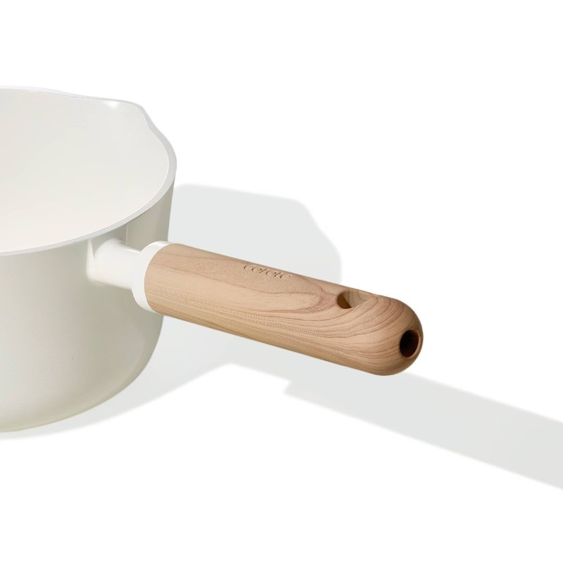 2qt Ceramic Nonstick Sauce Pan with Lid Cream