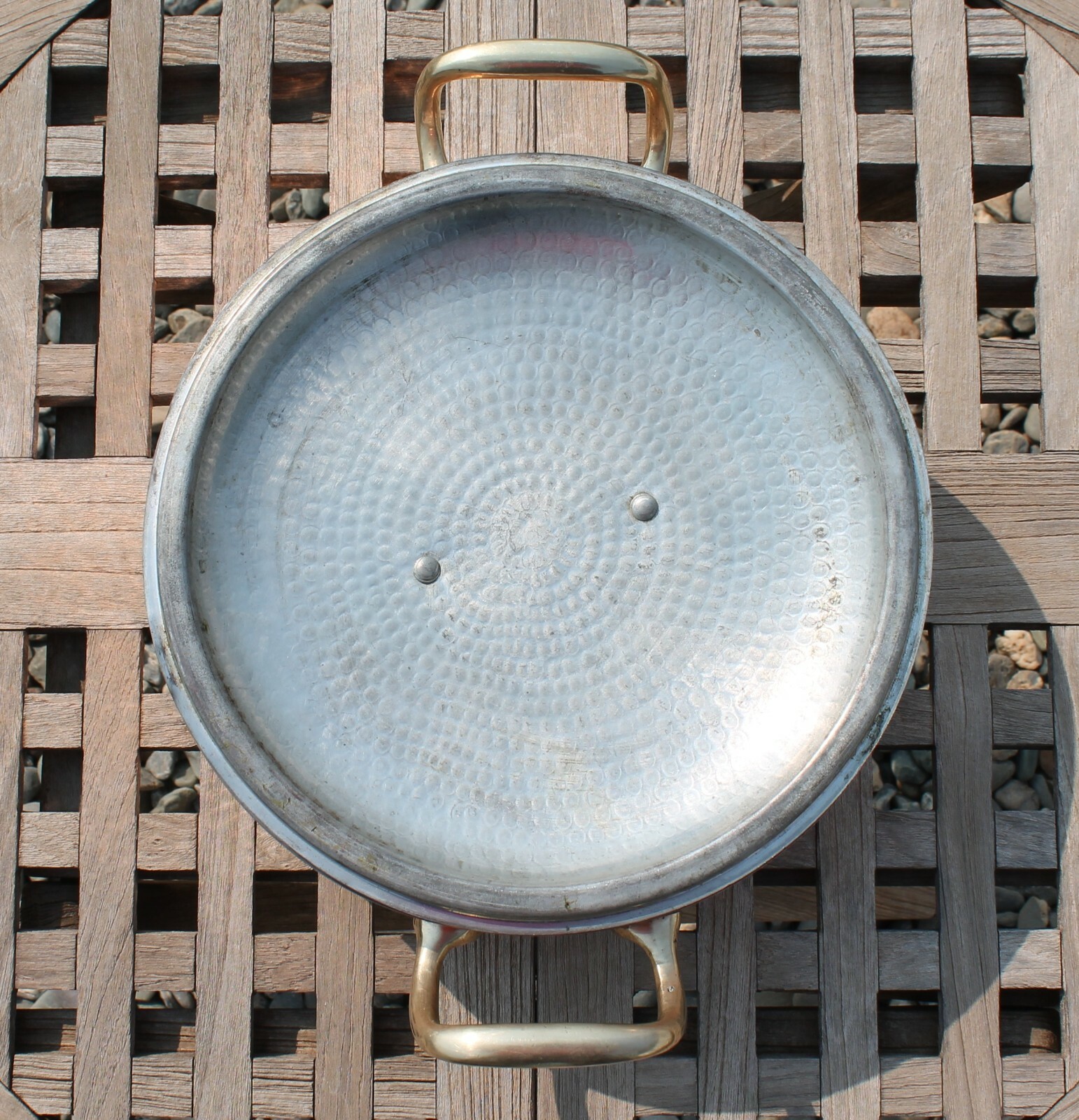 Hammered Copper 3 Qt Dutch Oven w/ tin lining & brass handles