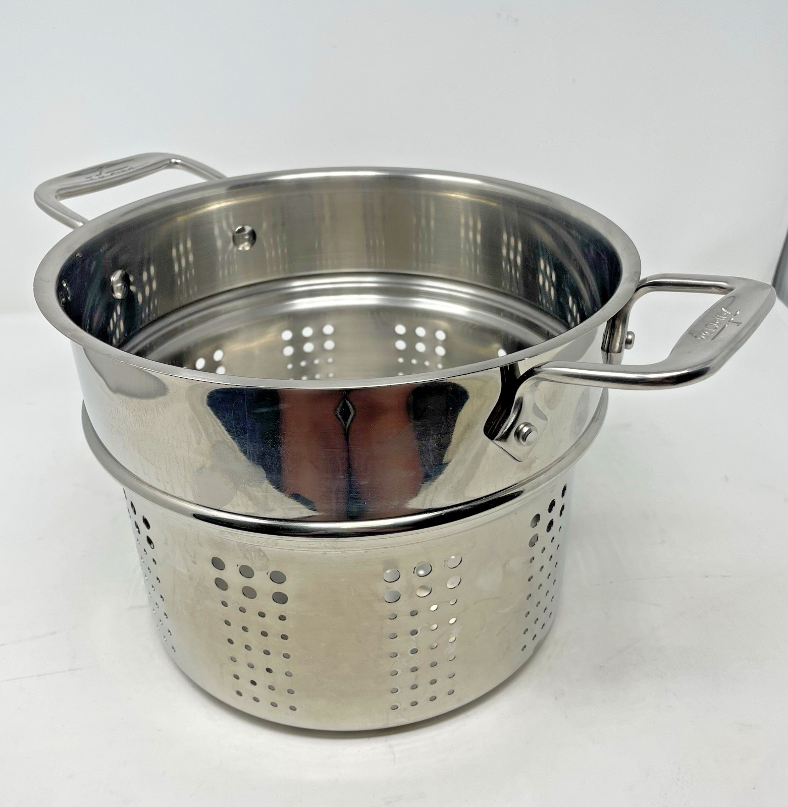 All-Clad Stainless Steel Strainer/Steamer Insert 7” H X 9.25” W