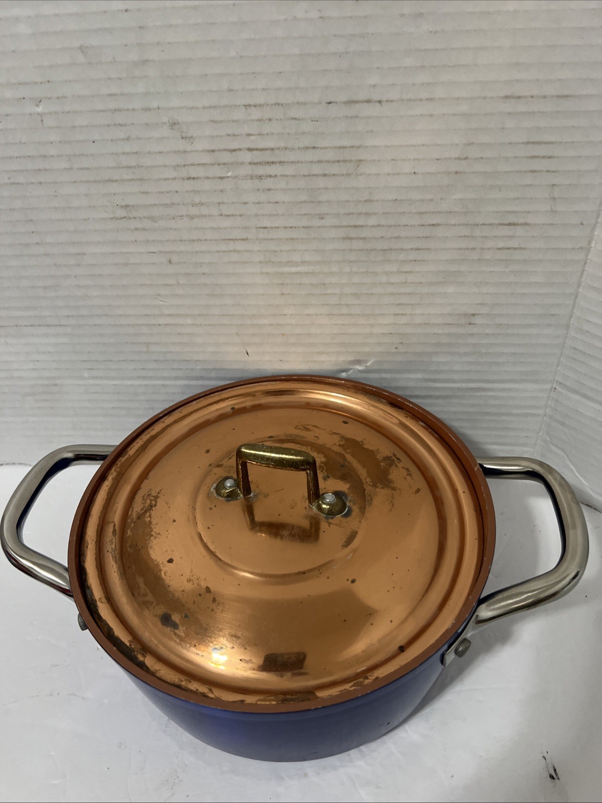 Vintage Simply Ming Blue/Brown 2.6qt. With Cooper Lid