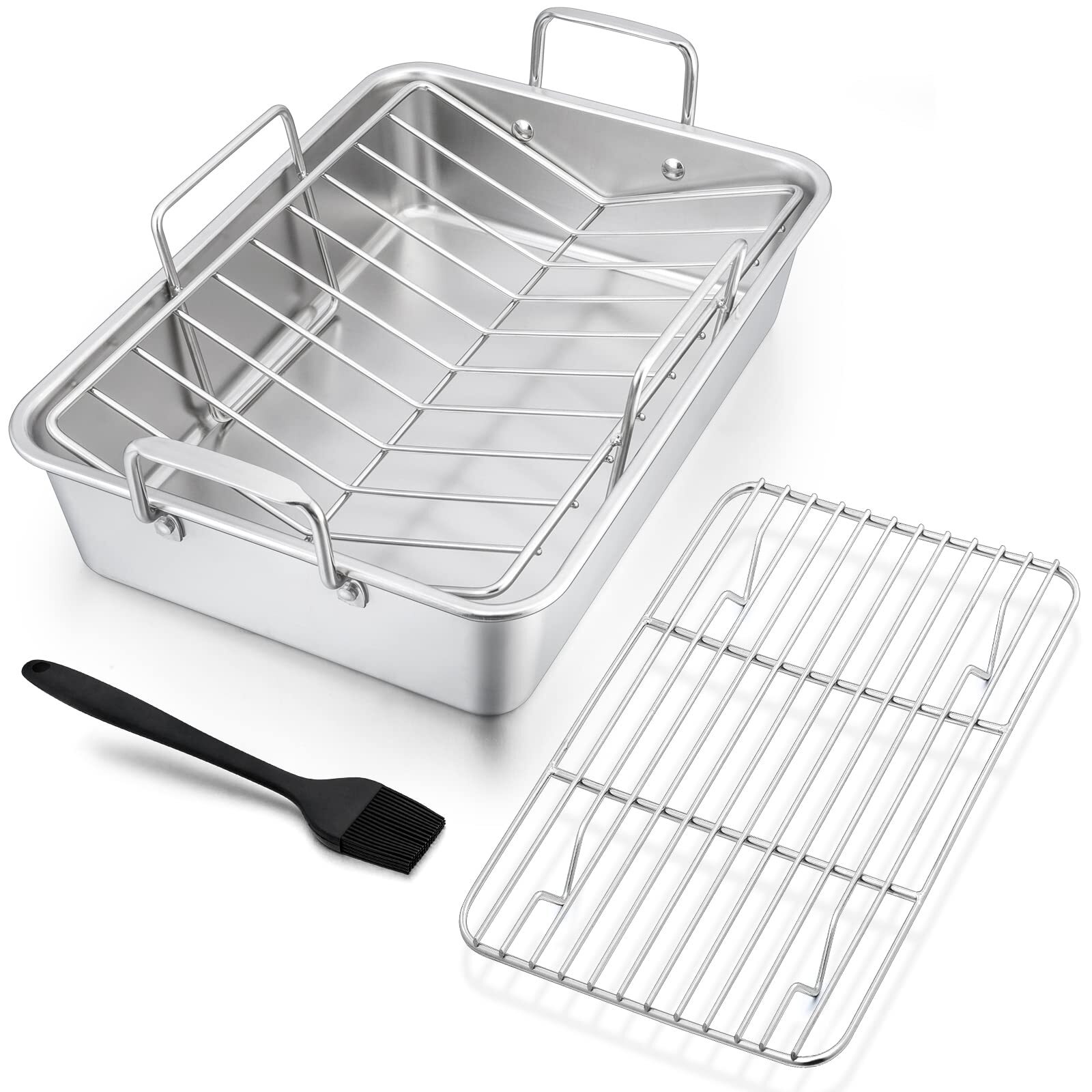 Stainless Steel Roasting Pan With Rack 13.5in Lasagna Roaster Pan Baking Rack Vs