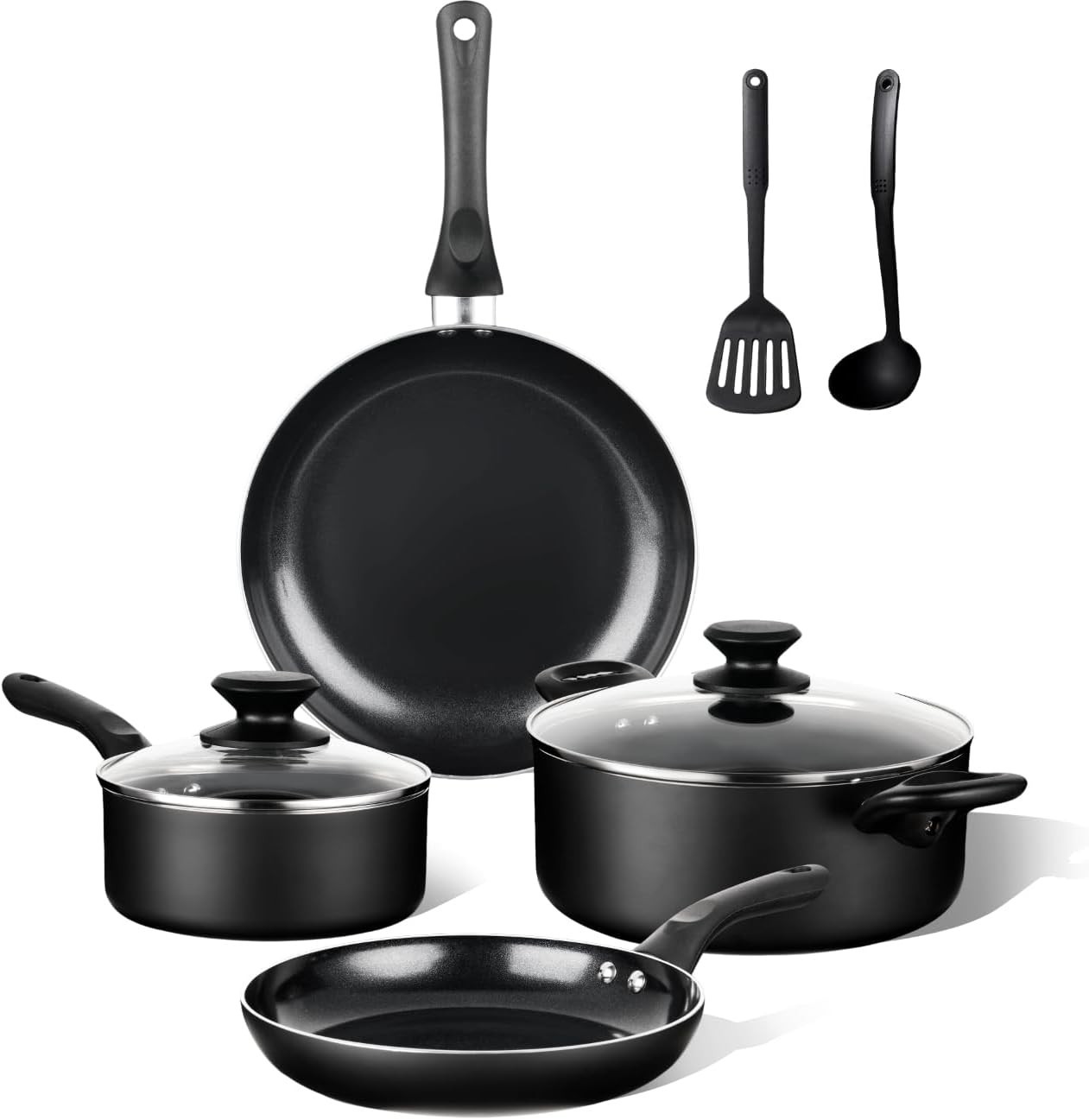 BECIGAR 8 Pcs Ceramic Pots and Pans Set, Cooking Pan Set, Nonstick