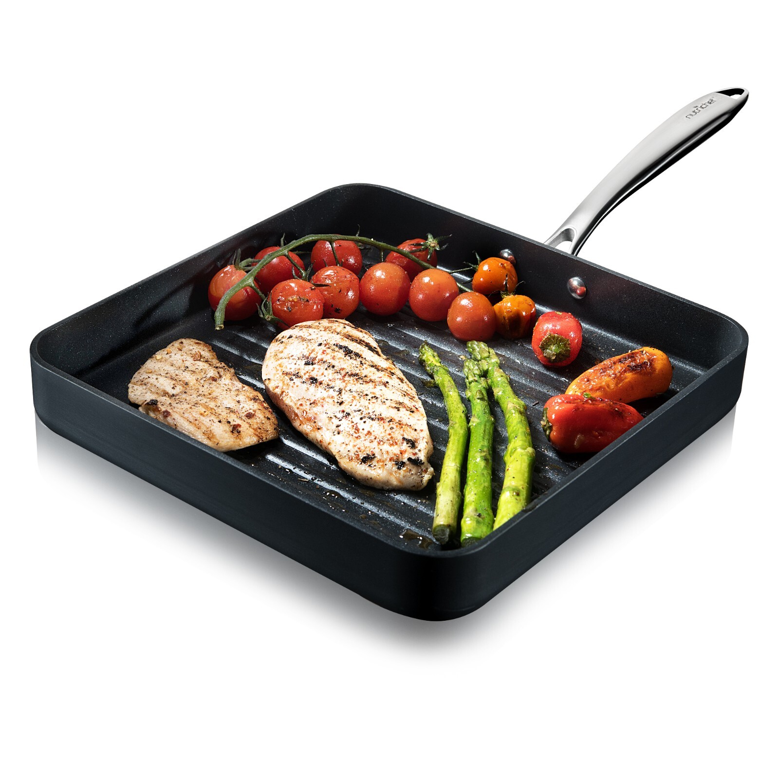 NutriChef 11″ Hard-Anodized Non stick Grill & Griddle Pan – Kitchen Cookware